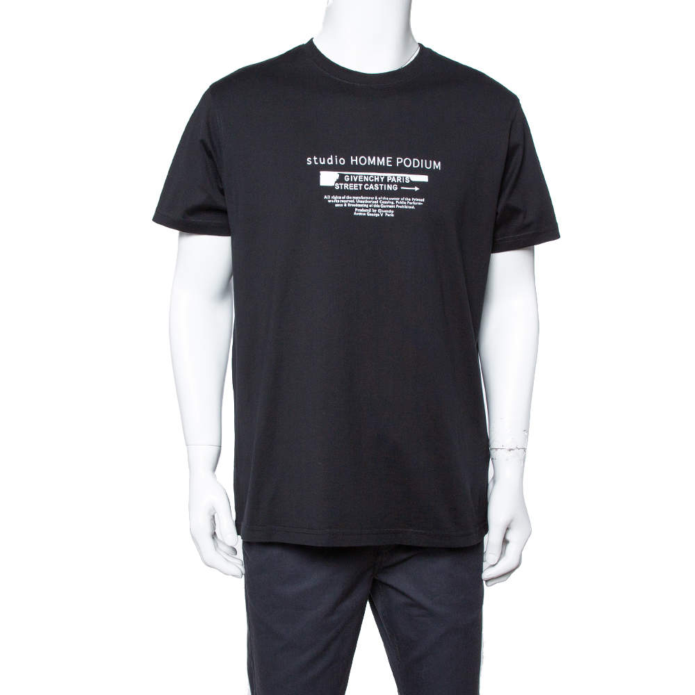 Givenchy Black Studio Homme Podium Printed Cotton Crewneck T Shirt M