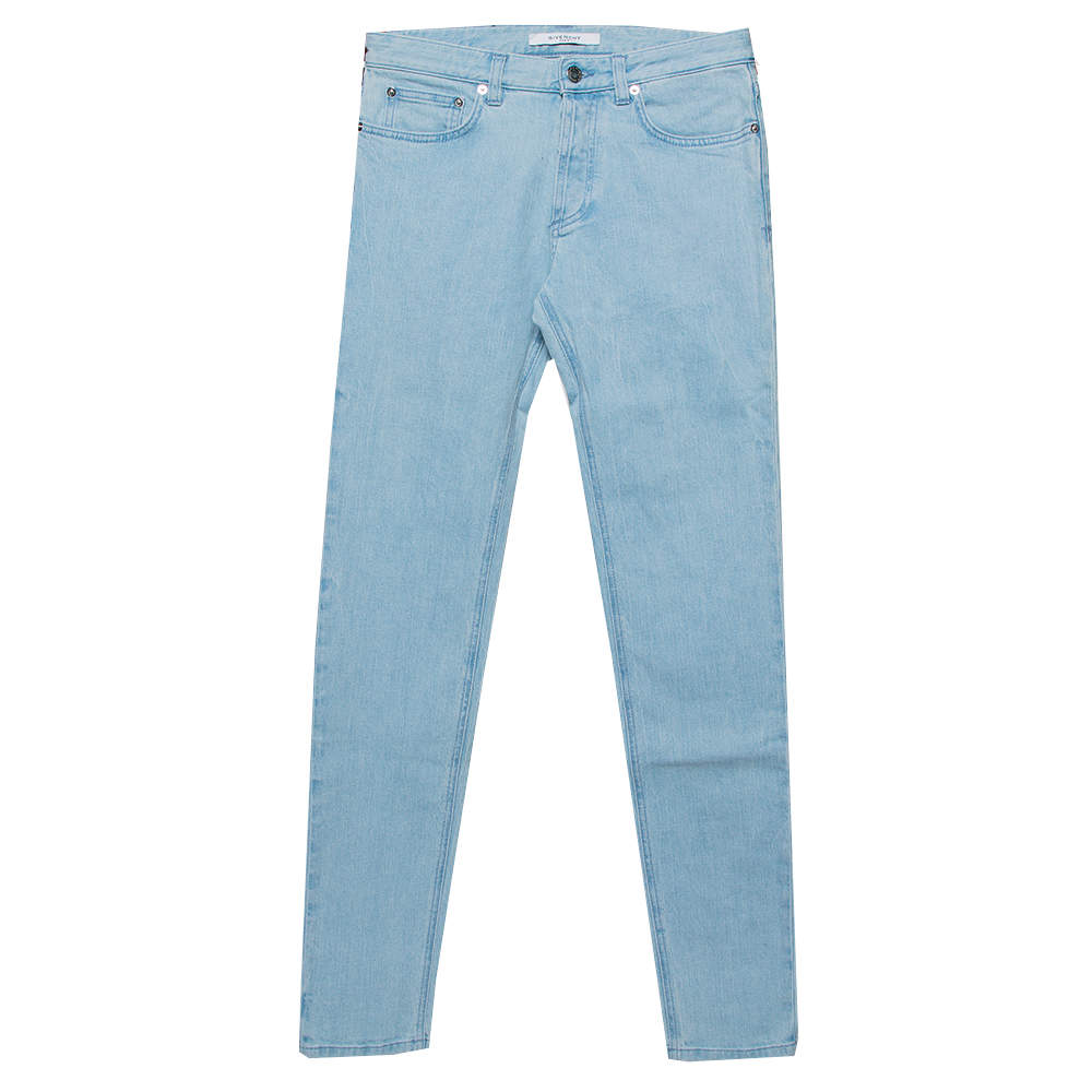 Givenchy Blue Denim Logo Patch Detail Straight Leg Jeans S