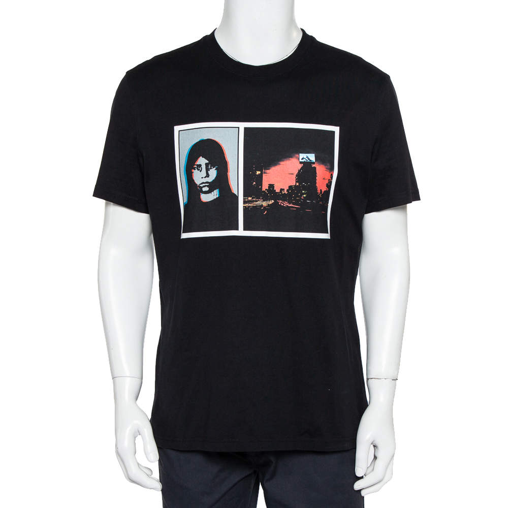 Pre Owned Givenchy Black Graphic Print Cotton Crewneck T-Shirt XL