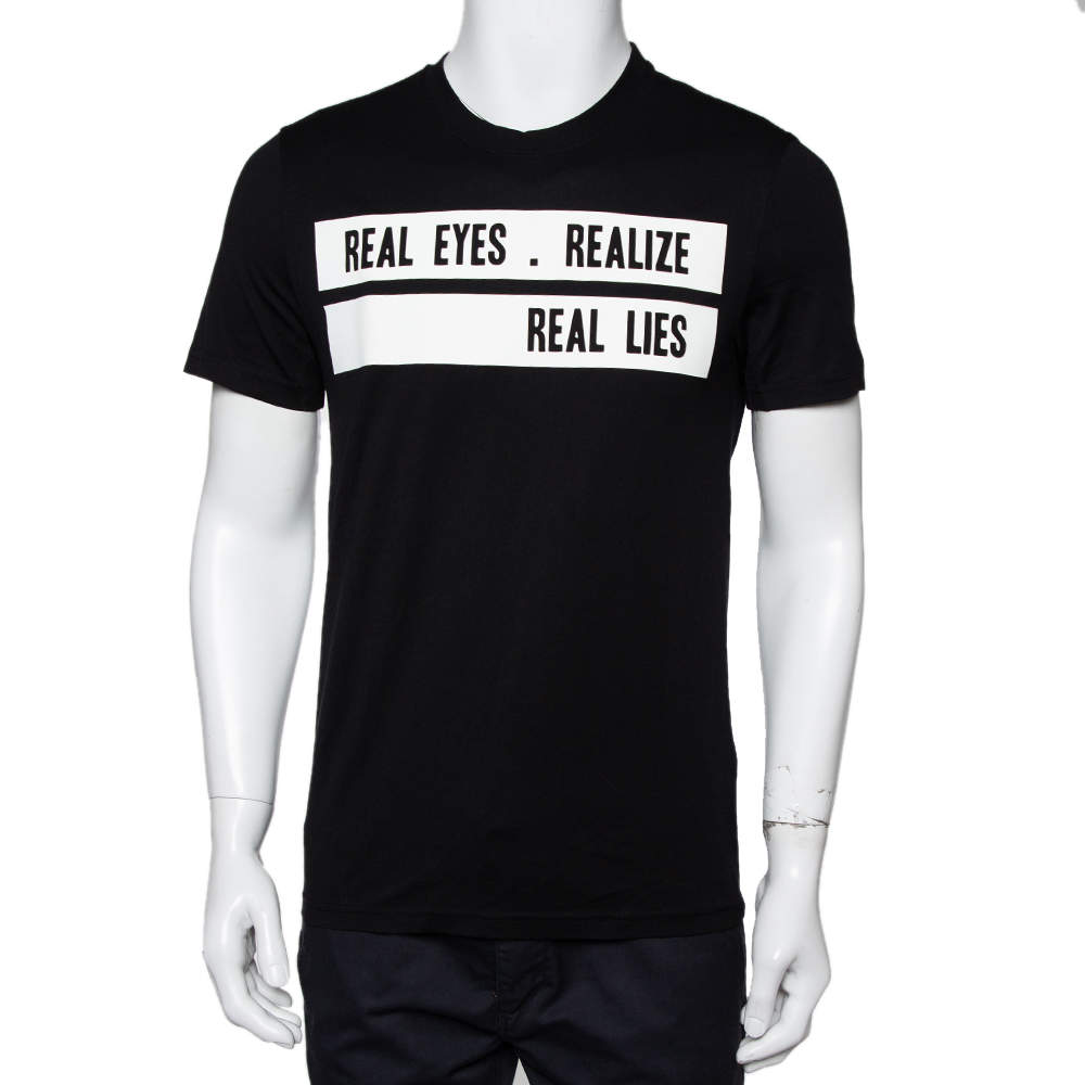 مملوكة مسبقًا Givenchy Black Cotton Realize Crew Neck T-Shirt S