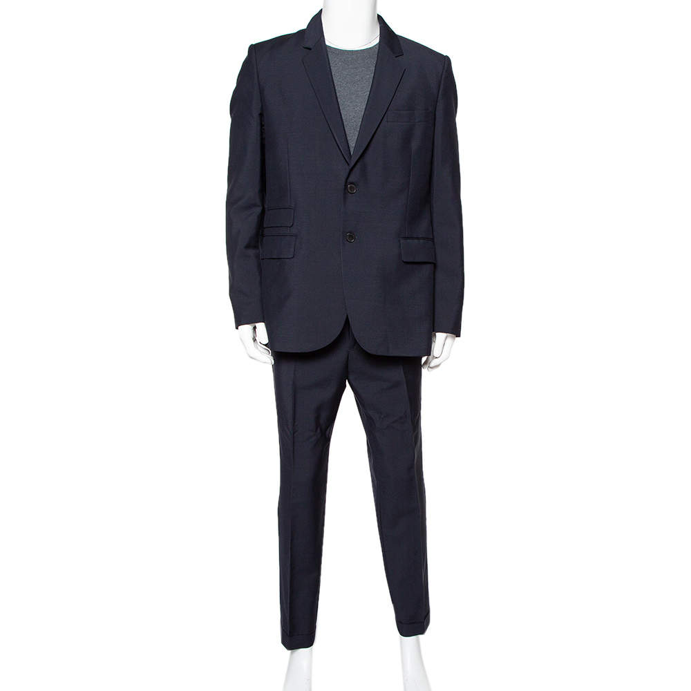 Pre Owned Givenchy Navy Blue Wool & Mohair Suit 3XL
