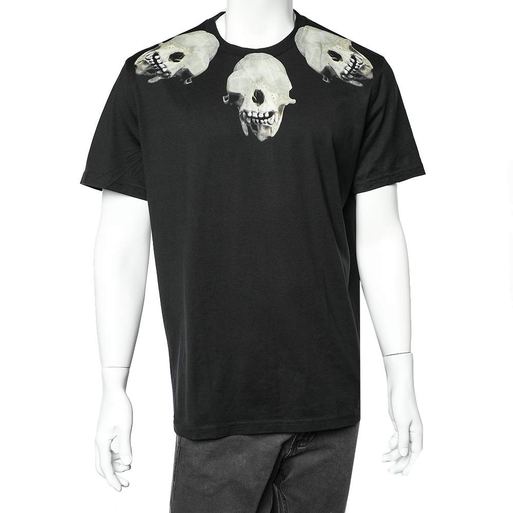 Givenchy Black Skull Printed Cotton Crewneck T-Shirt XL