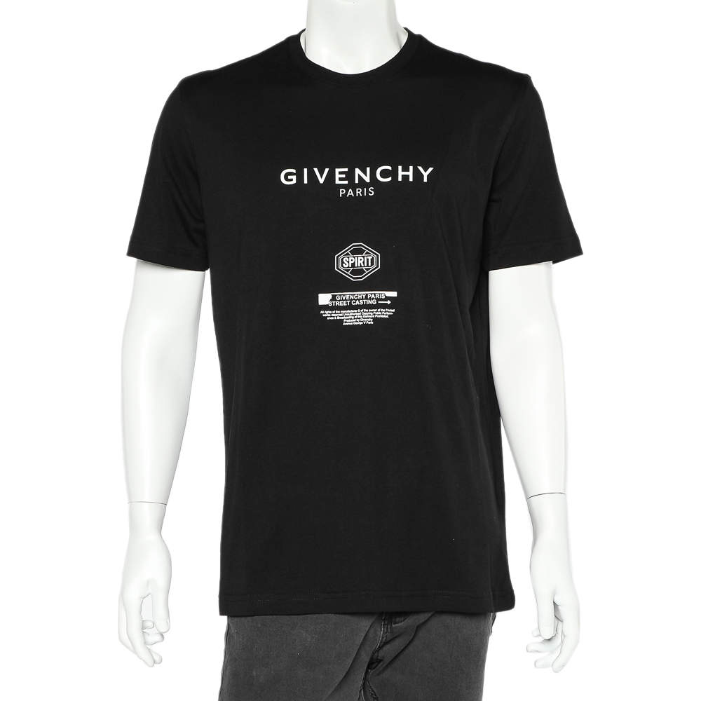 مملوكة مسبقًا Givenchy Black Logo Printed Cotton Crewneck T-Shirt XL