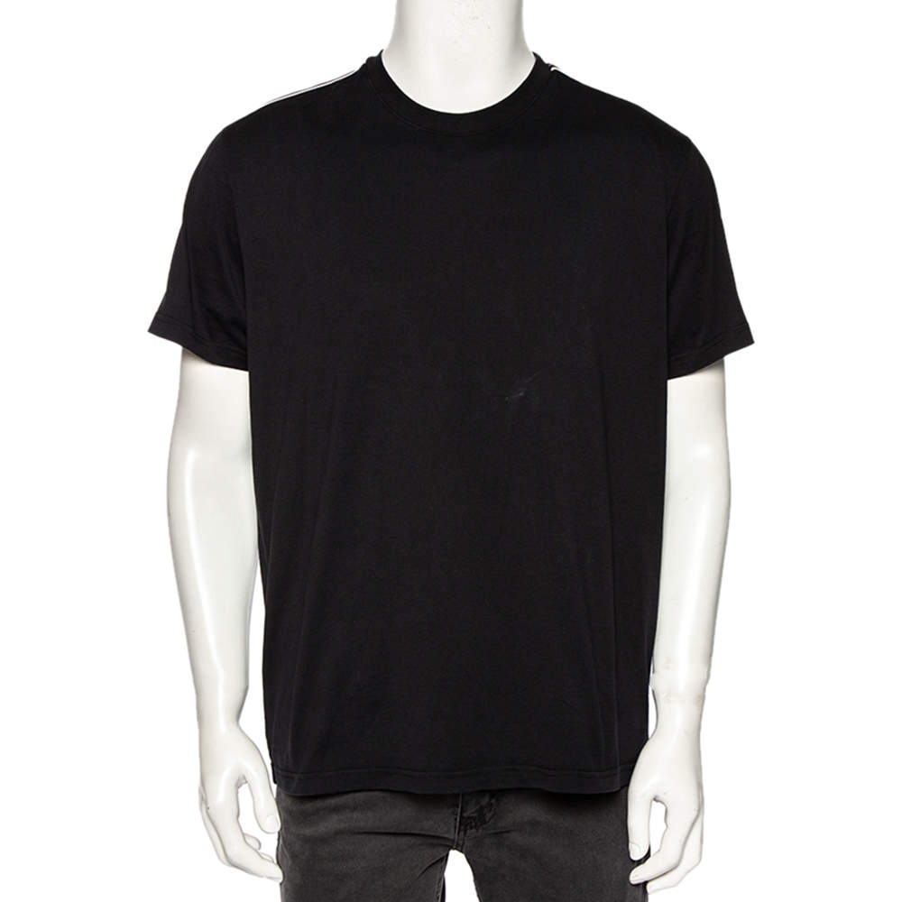 مملوكة مسبقًا Givenchy Black Cotton Logo Tape Detail Short Sleeve T-Shirt M