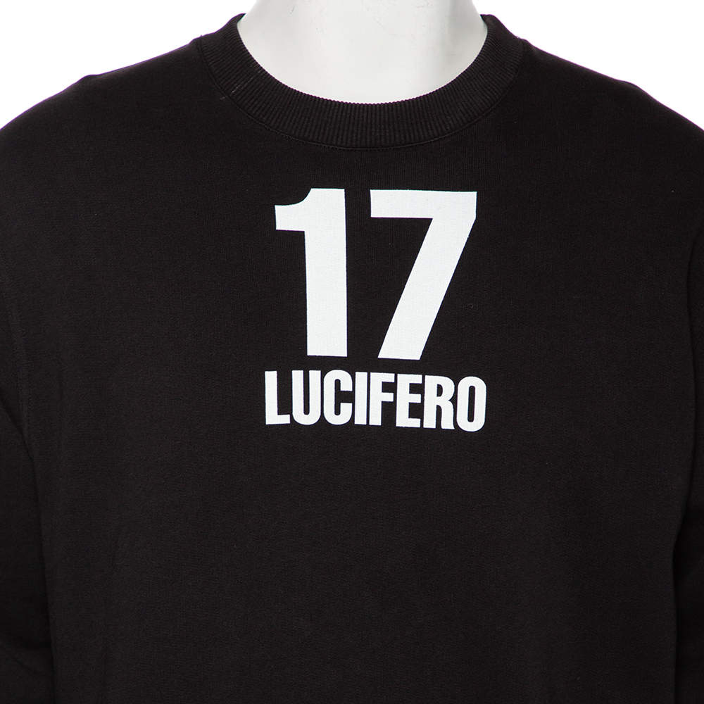 Givenchy Black Cotton 17 Lucifero Printed Long Sleeve Crewneck Sweatshirt S