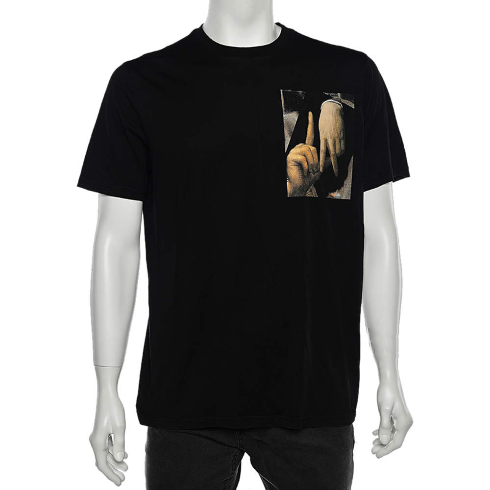 Givenchy Black Abstract Printed Cotton Crewneck T-Shirt S