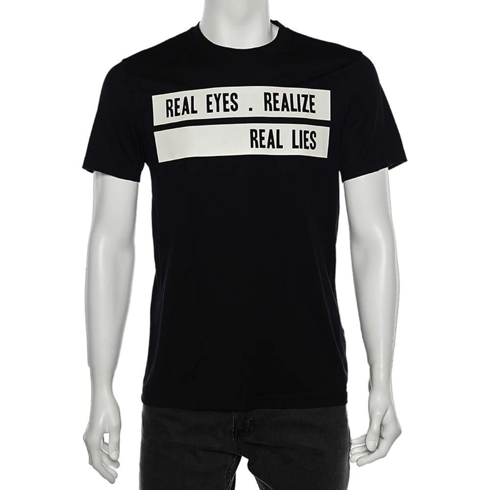 Pre Owned Givenchy Black Cotton Real Eyes Printed Crewneck T-Shirt M