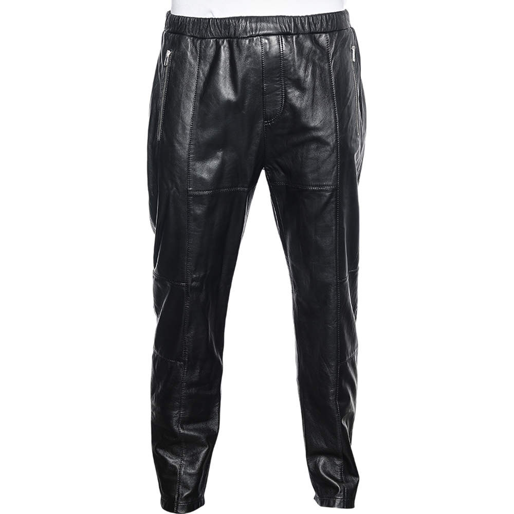 Givenchy Black Leather Rottweiler Trousers L Givenchy | The Luxury Closet