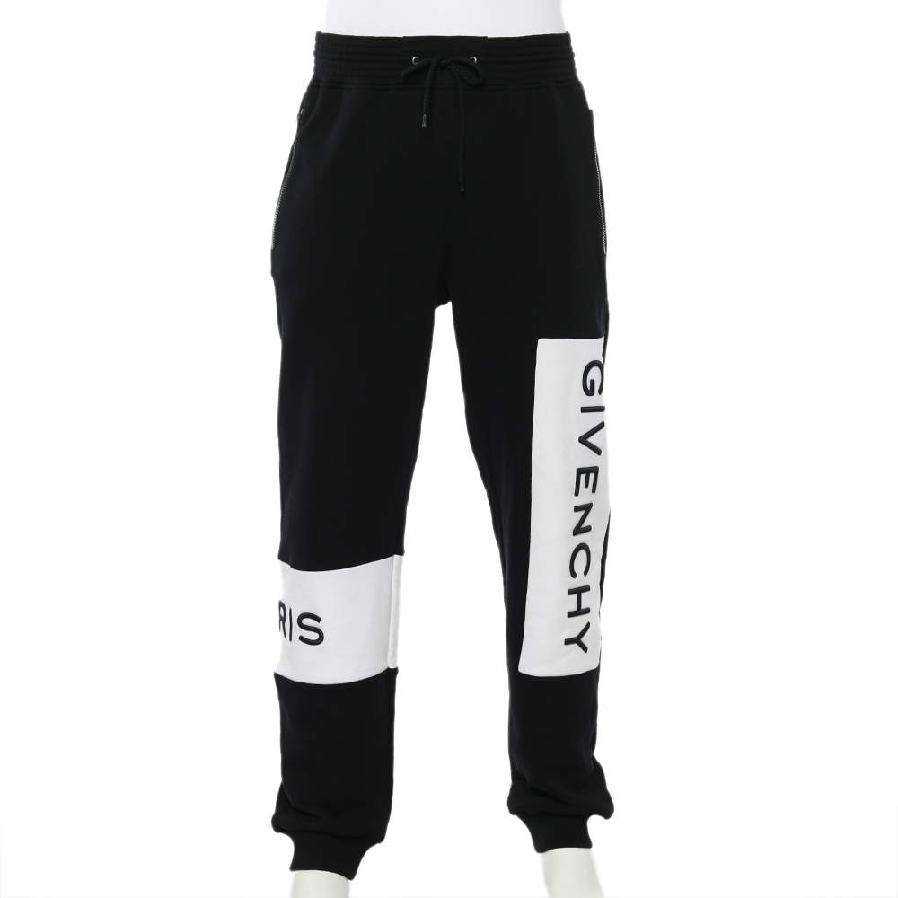 Givenchy Black Logo Embroidered Cotton Knit Sweat Pants M Givenchy ...