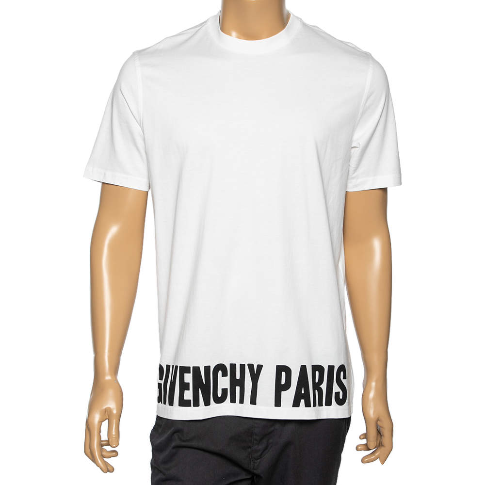 Pre Owned Givenchy White Cotton Logo Printed Crew Neck T-Shirt XS