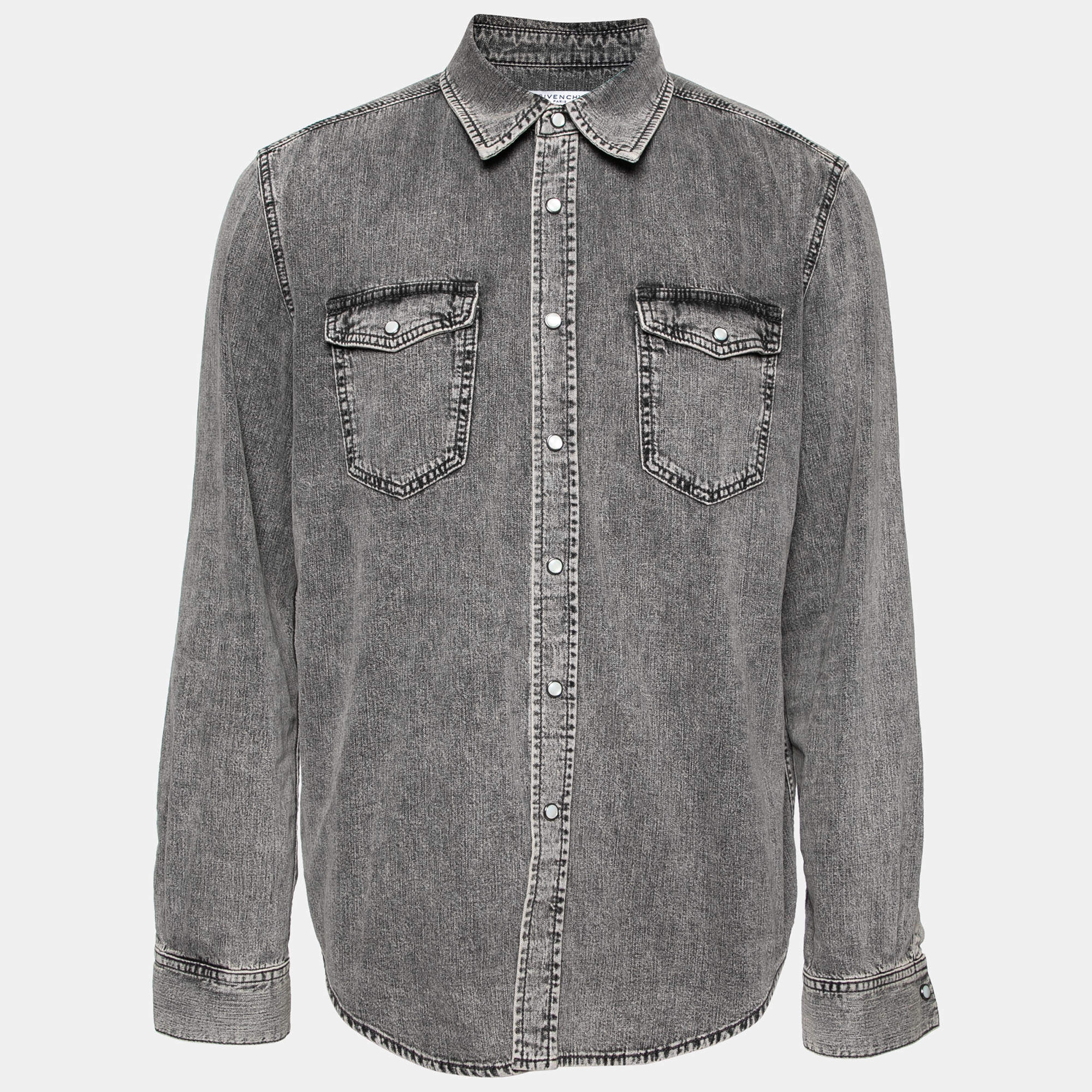 مملوكة مسبقًا Givenchy Grey Denim Long Sleeve Shirt XXL