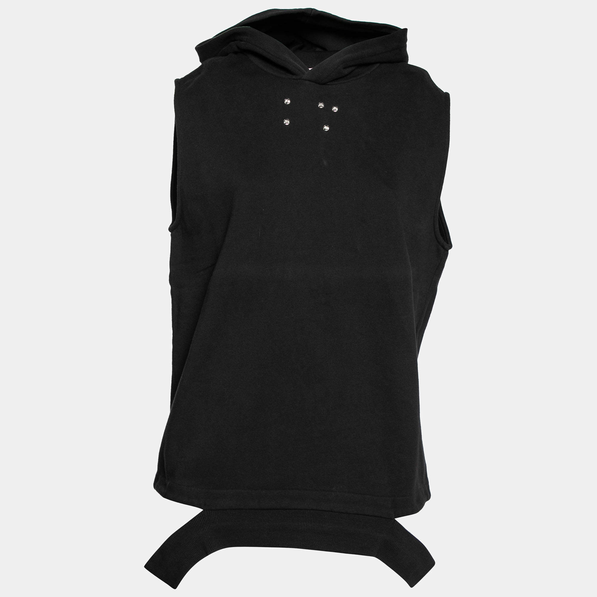 Givenchy Black Cotton Cut Out Band Detail Sleeveless Hoodie S