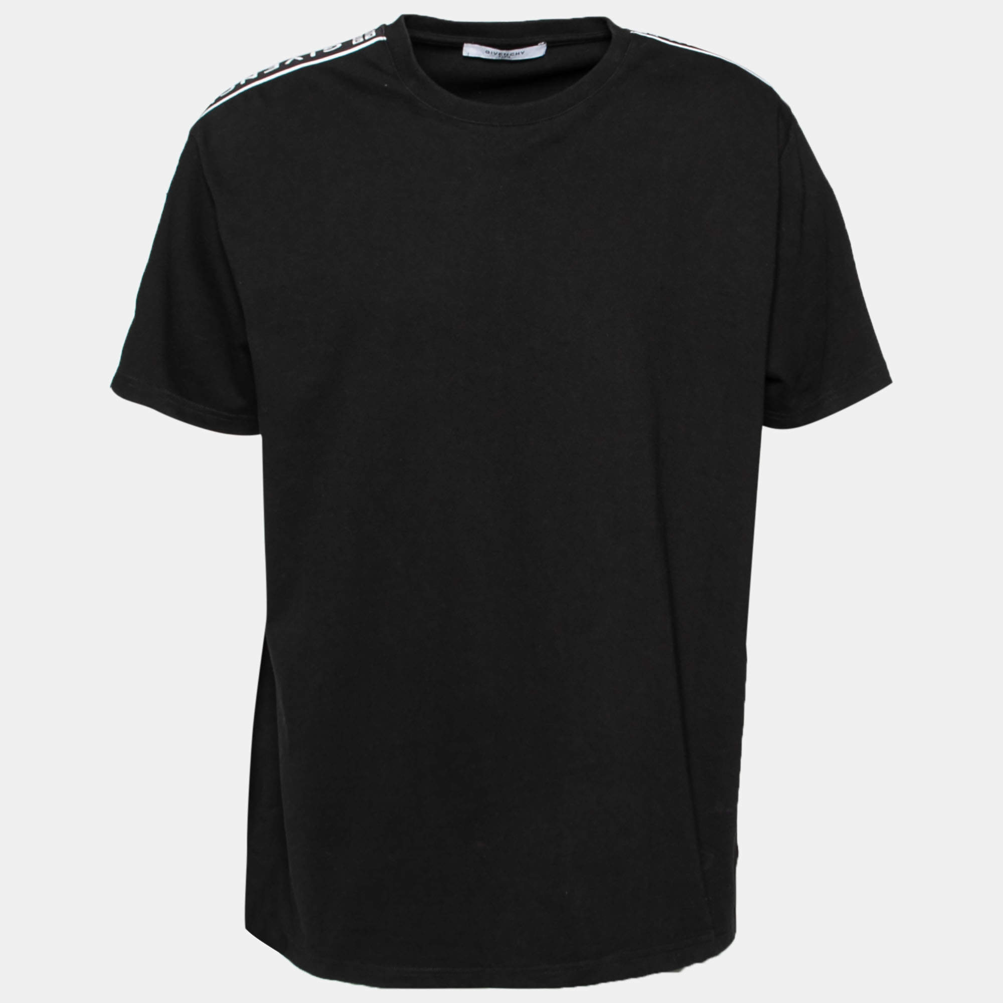 Givenchy Black Cotton Logo Band Sleeve Crew Neck T-Shirt XXL