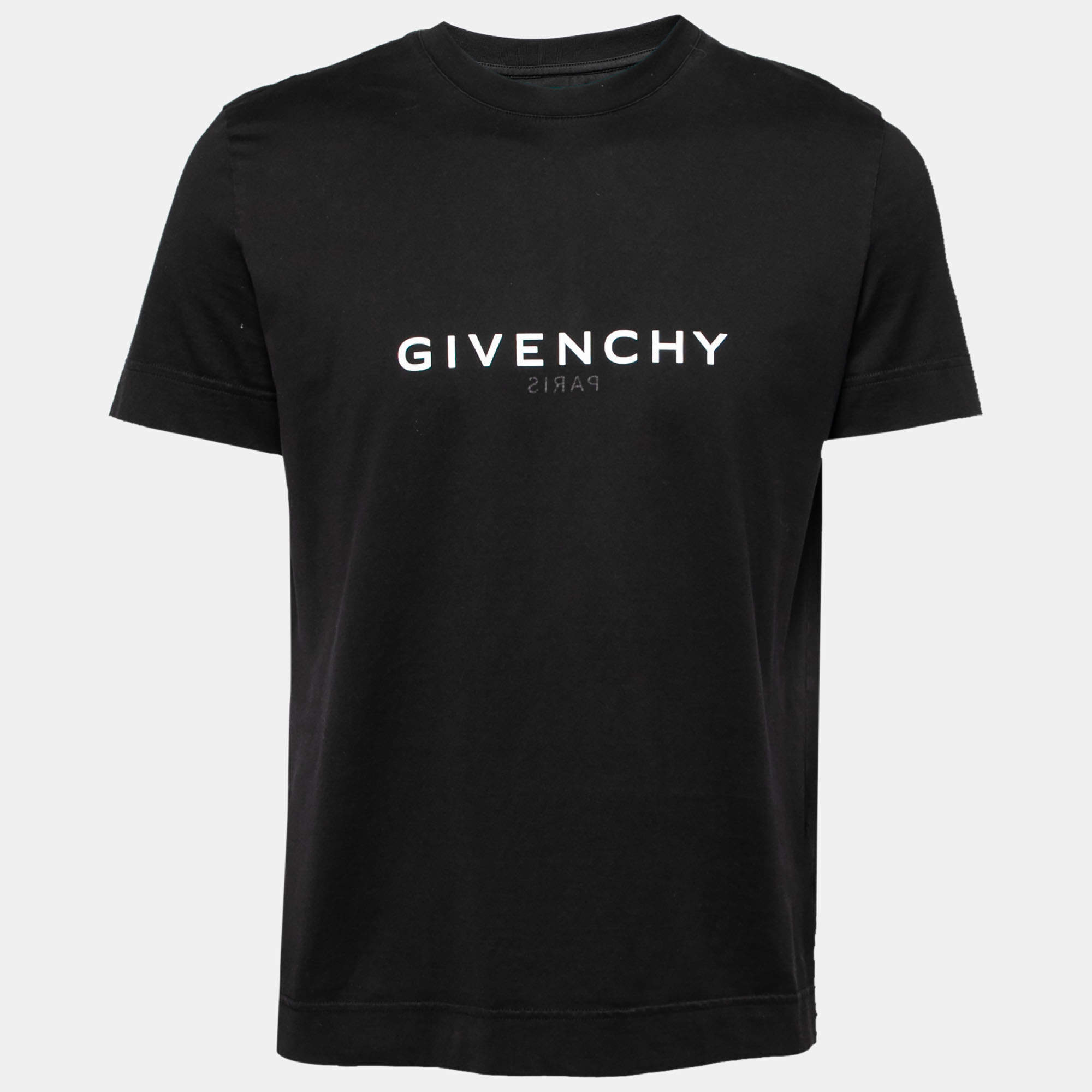 مملوكة مسبقًا Givenchy Black Logo Print Cotton Short Sleeve Crew Neck T-Shirt M