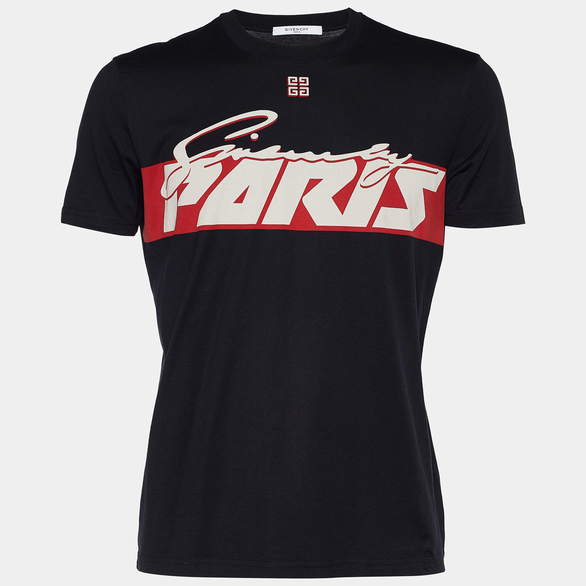 مملوكة مسبقًا Givenchy Black Jersey Logo Print Motorcross Slim Fit T-Shirt M
