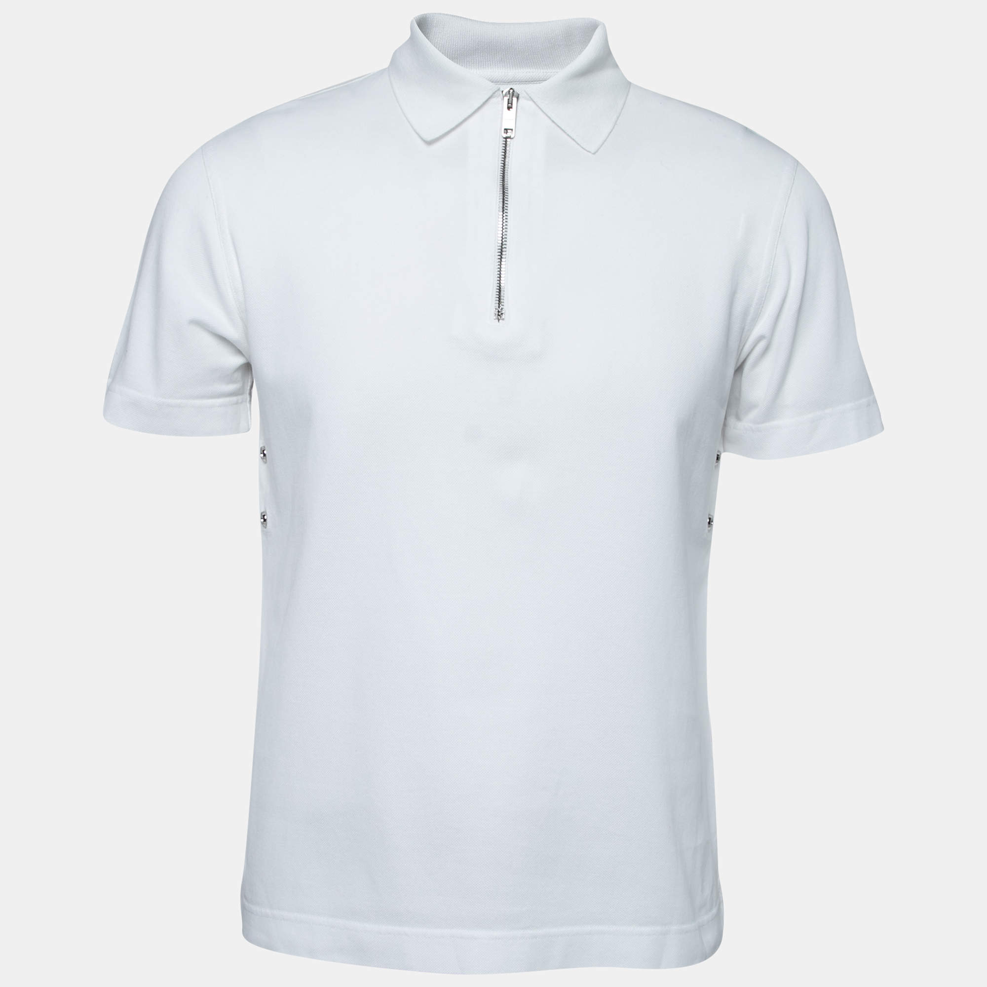 Givenchy White Cotton Pique Zip Detail Short Sleeve Polo T-Shirt S Givenchy  | TLC