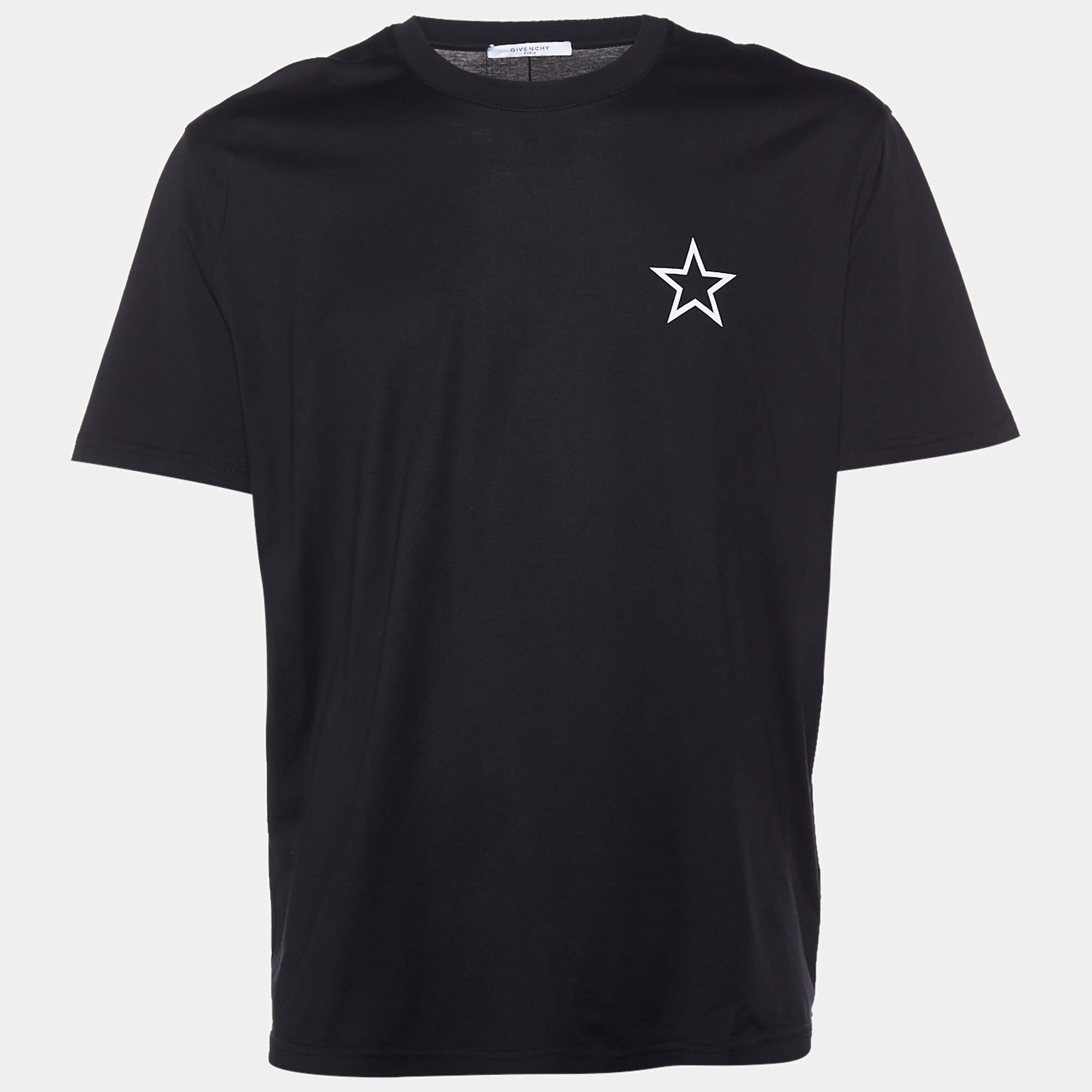 Givenchy Black  Star Printed Cotton Knit Crewneck T-Shirt XXL