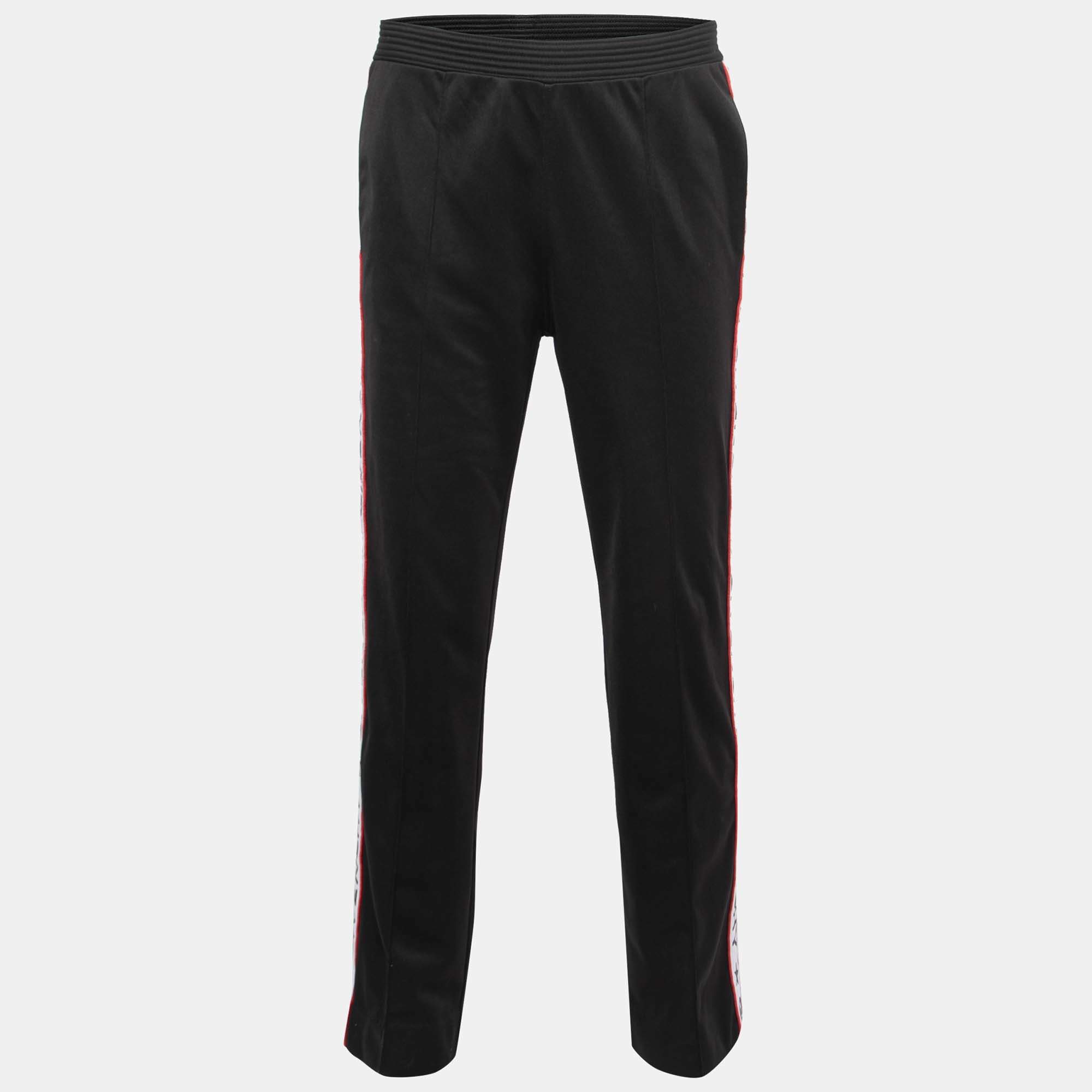 Givenchy Black Jersey Logo Tape Track Pants L
