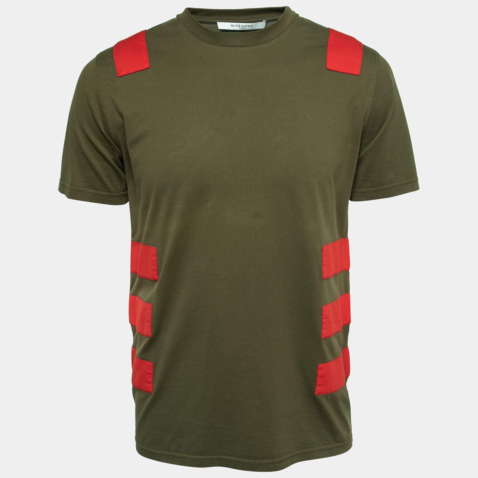 Pre Owned Givenchy Olive Green Cotton Short Sleeve T-Shirt M