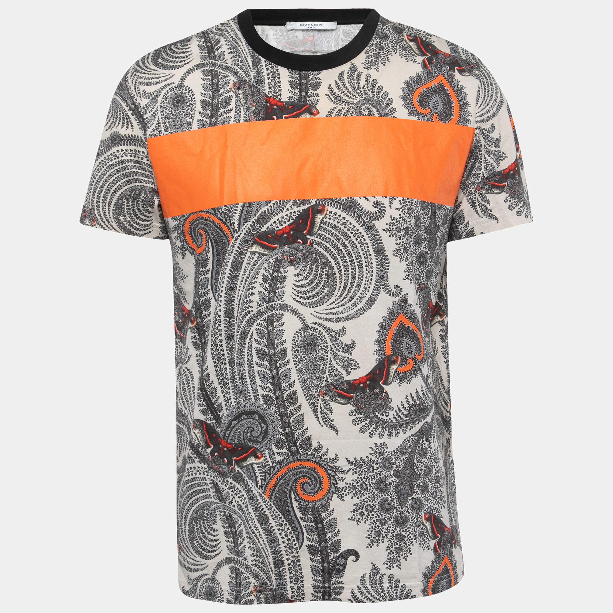 Givenchy Multicolor Paisley Print Cotton Crew Neck Half Sleeve T-Shirt L