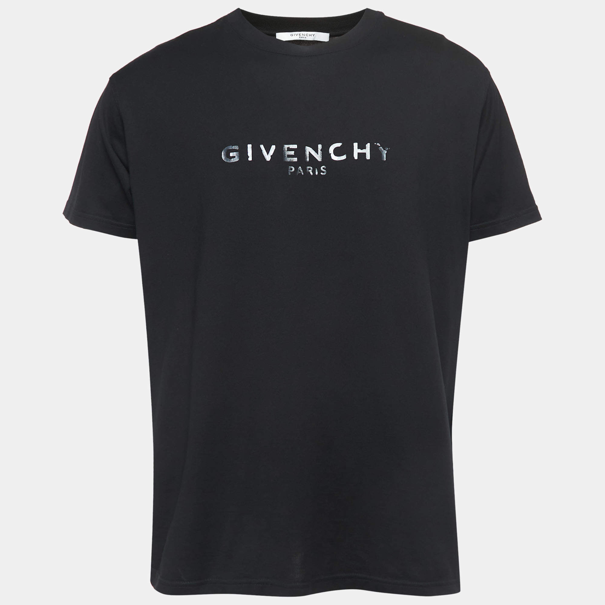 Pre Owned Givenchy Black Logo Print Cotton Oversized T-Shirt S