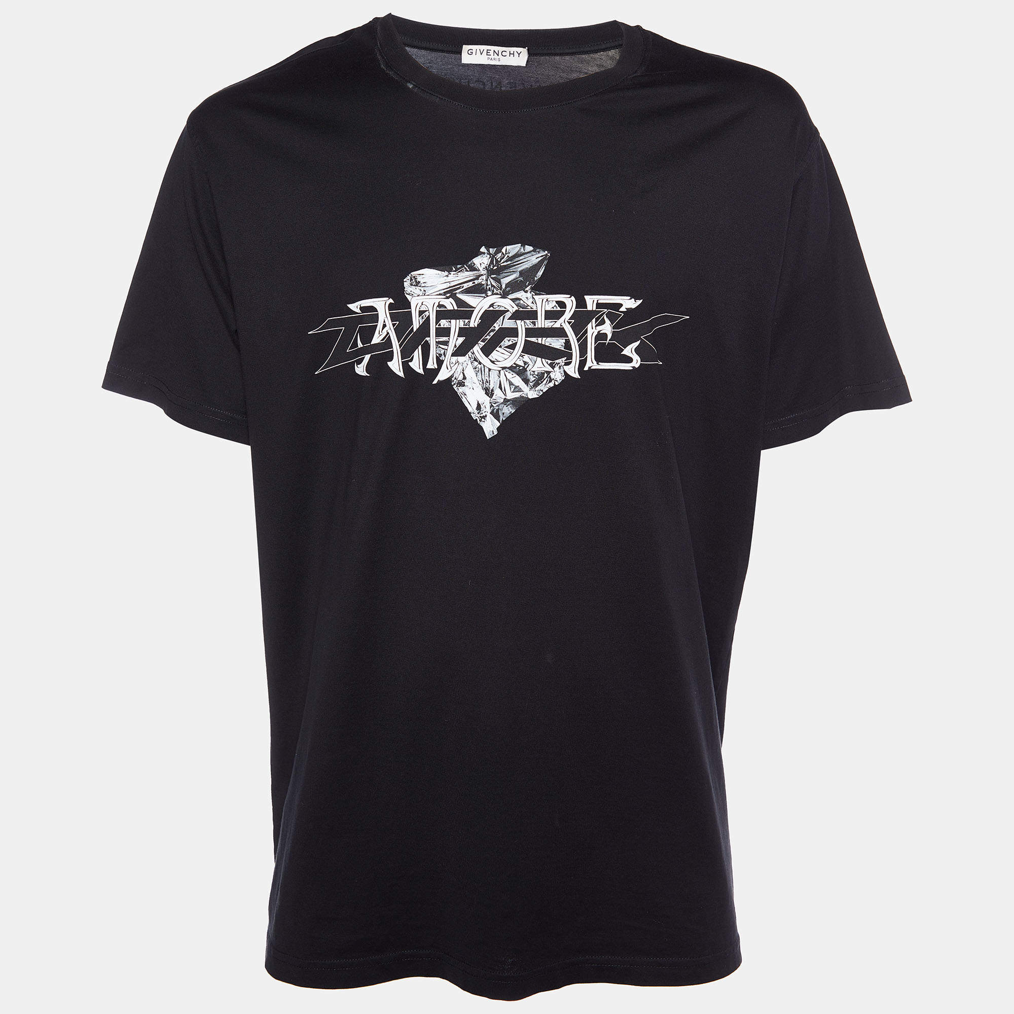 Pre Owned Givenchy Black Amore printed Cotton Knit T-Shirt XL