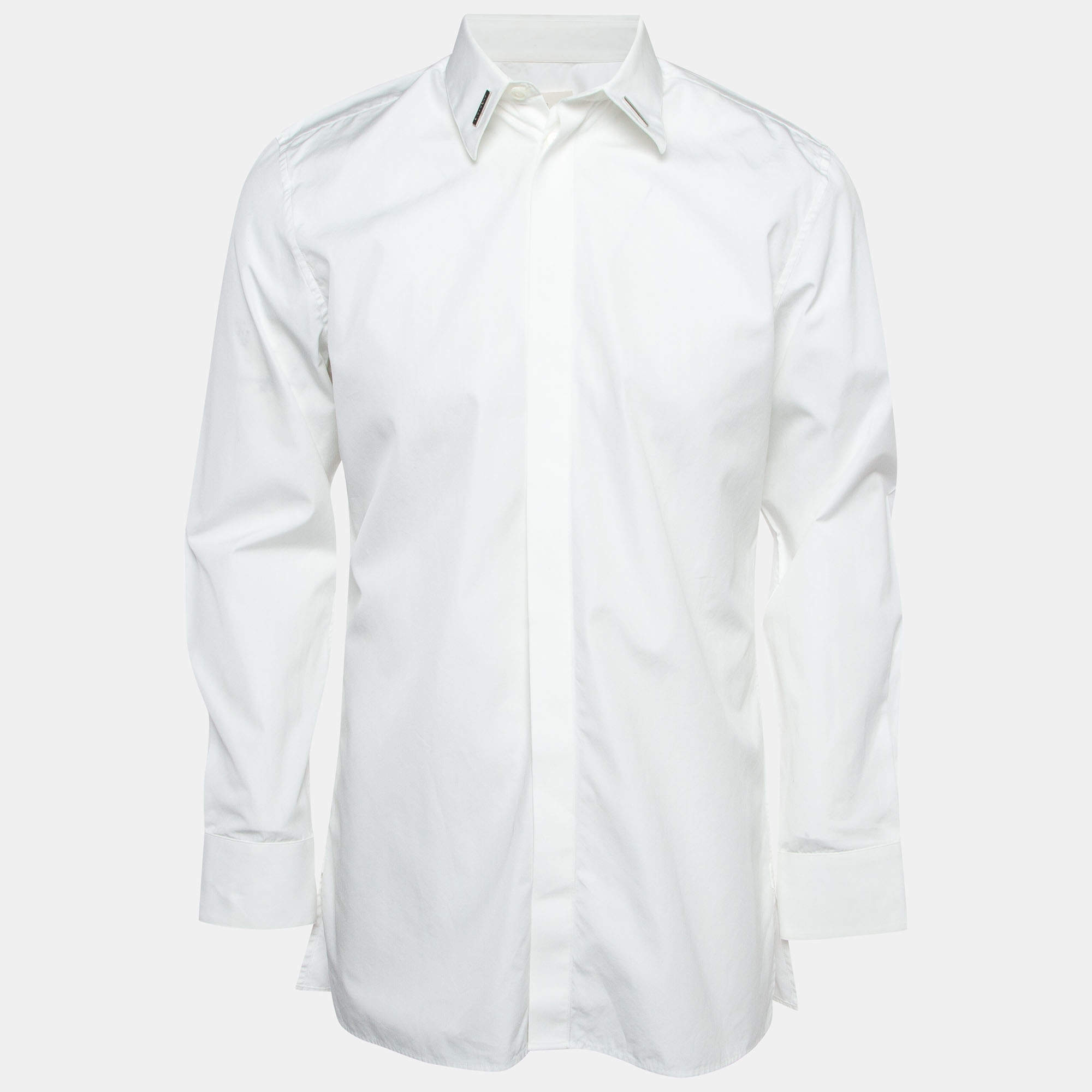 Givenchy White Cotton Hardware Detail Button-Up Shirt L