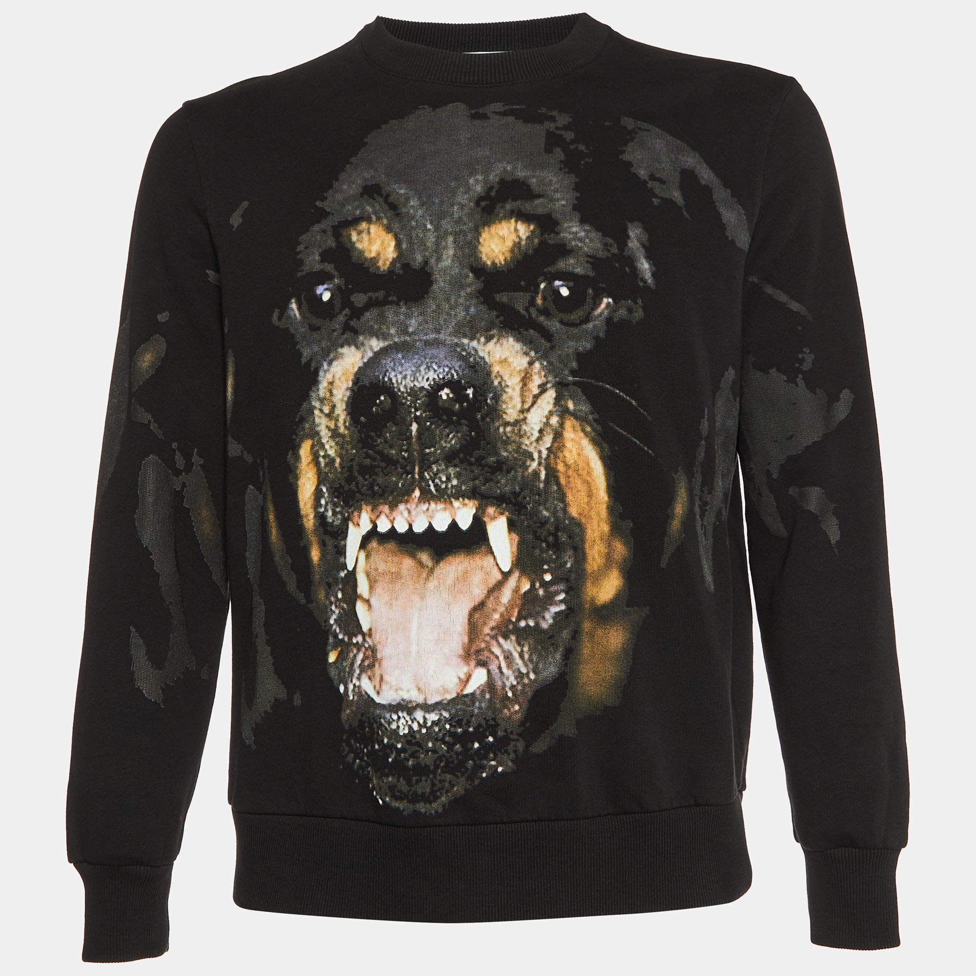 Pre Owned Givenchy Black Rottweiler Cotton Knit Sweatshirt XS