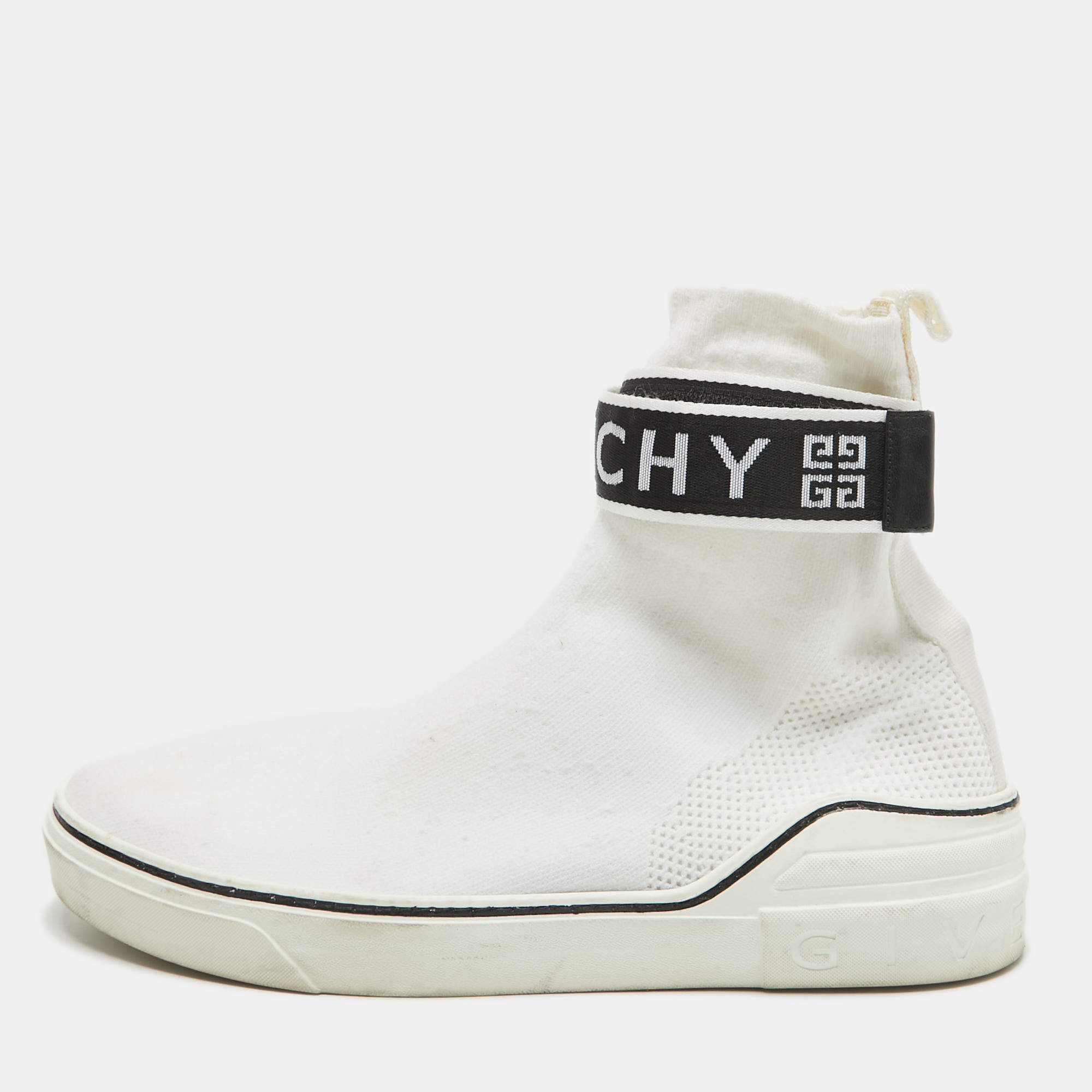 Givenchy White Knit Fabric High Top Sneakers Size 44