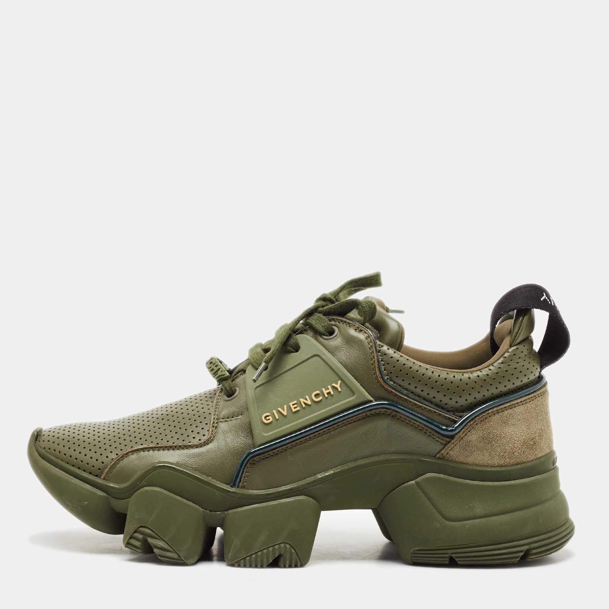 Givenchy Green Leather Jaw Low Top Sneakers Size 41