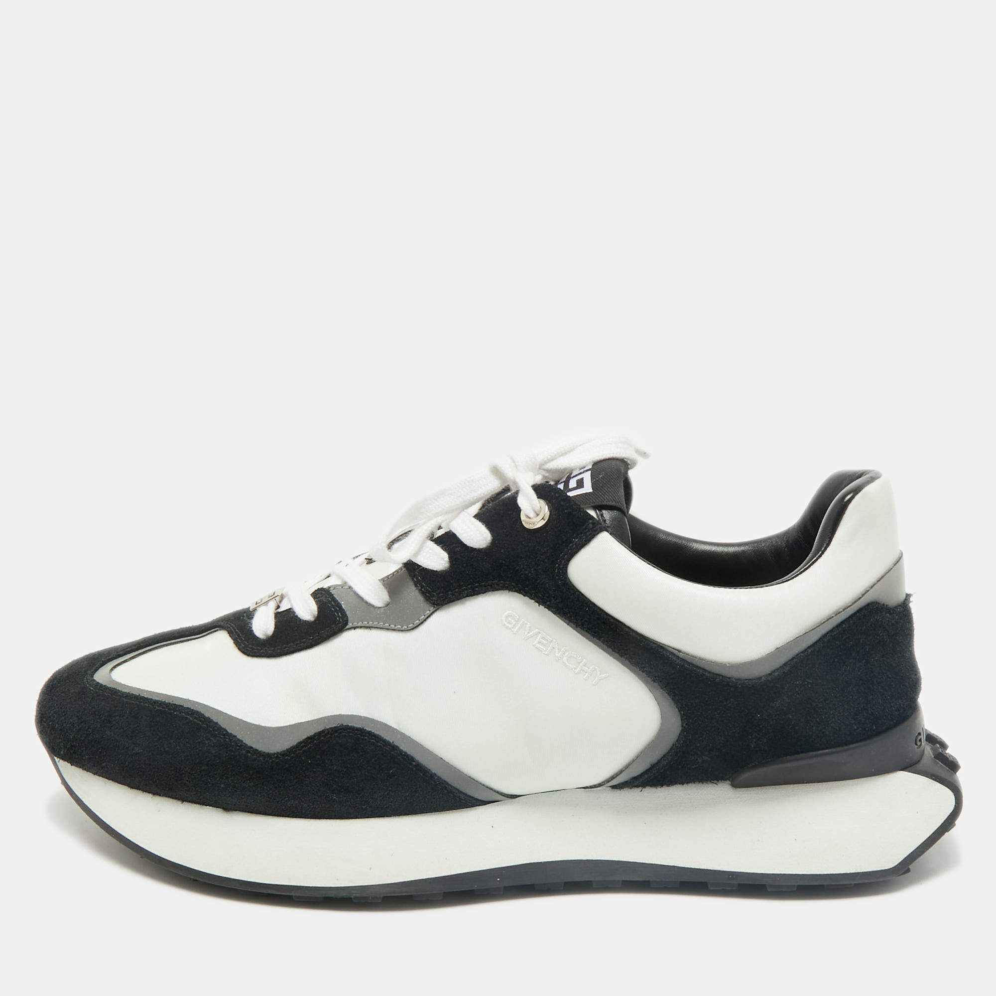 Givenchy White/Black Nylon and Suede GIV Runner Sneakers Size 45