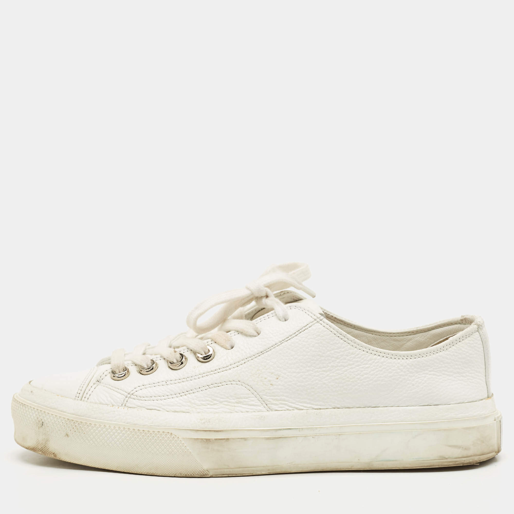 Pre Owned Givenchy White Leather Lace Up Sneakers Size 40
