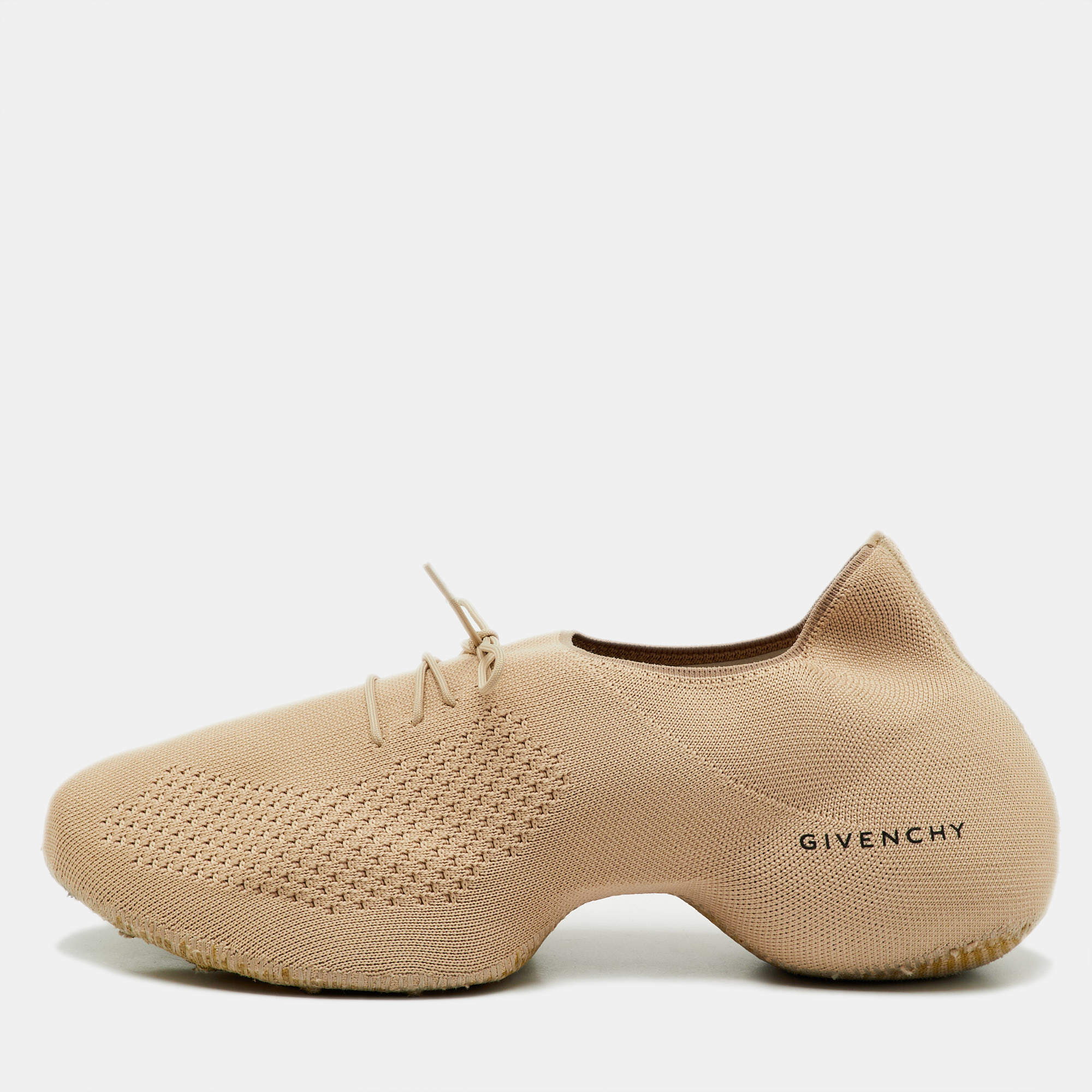 مملوكة مسبقًا Givenchy Beige Knit Fabric TK-360 Lace Up Sneakers Size 42