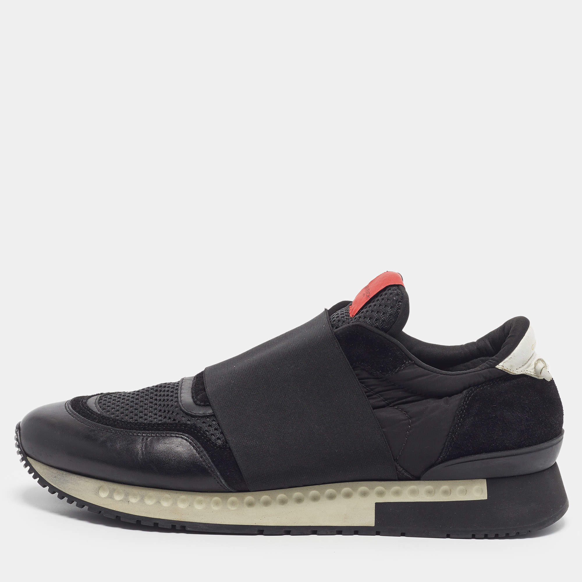 Pre Owned Givenchy Black Suede and Leather Slip On Sneakers 