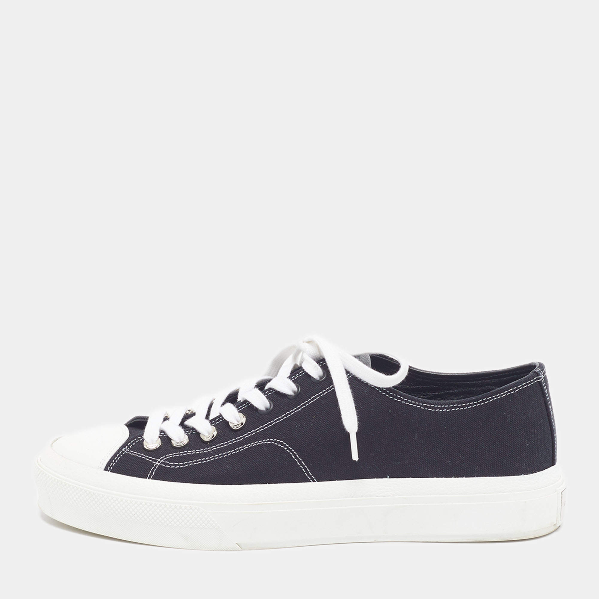 Pre Owned Givenchy City Size 42 Black/White Canvas and Leather Low Top Sneakers
