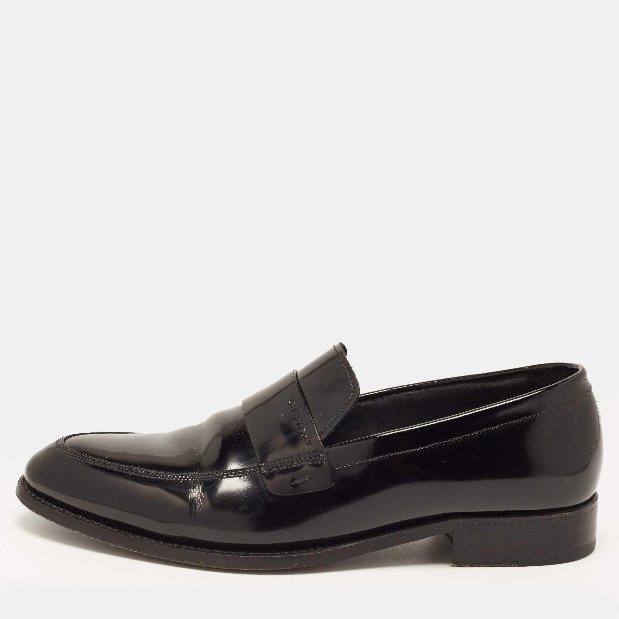 Pre Owned Givenchy Size 43.5 Black Patent Leather Penny Loafers