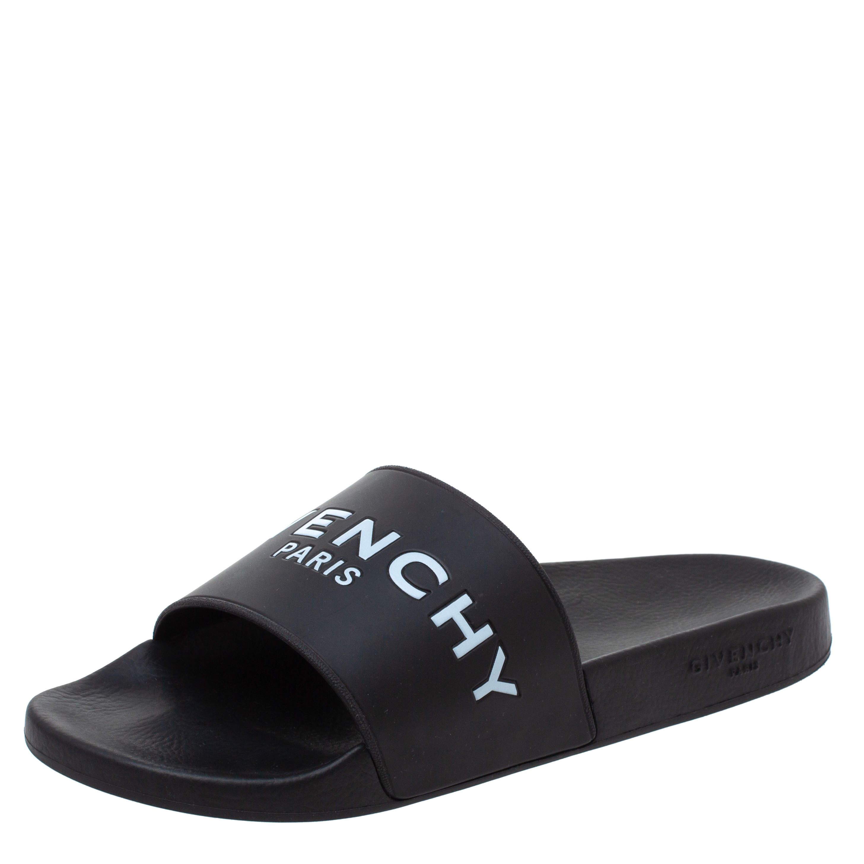 Givenchy Black Rubber Logo Pool Slides Size 44