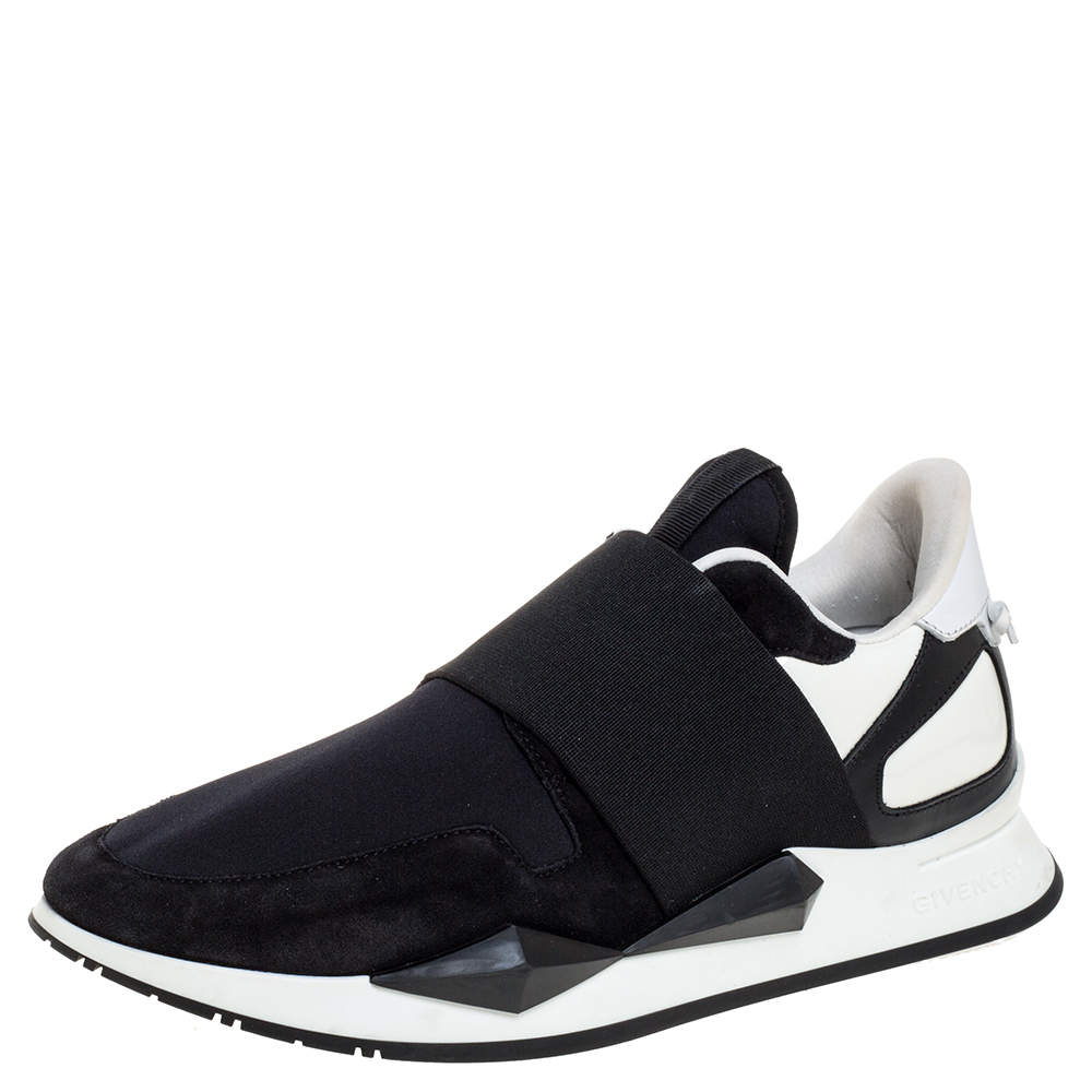 Givenchy Black/White Suede And Neoprene Paneled Sneakers Size 40