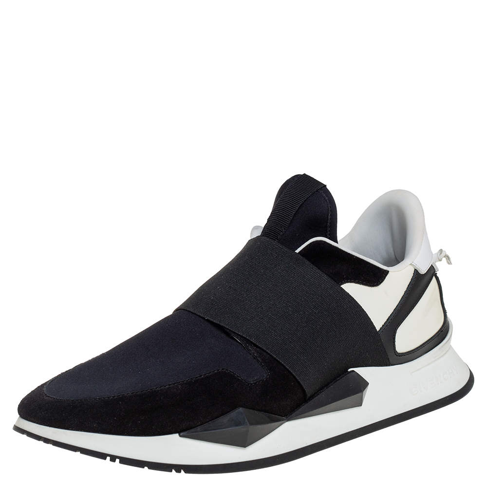 Givenchy Black/White Suede And Neoprene Paneled Sneakers Size 39