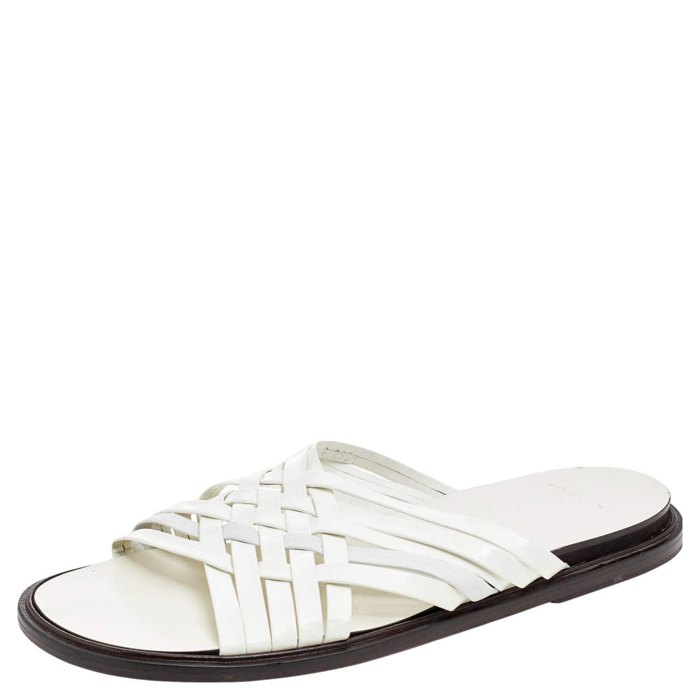 Givenchy White Leather Strappy Flat Slide Sandals Size 43