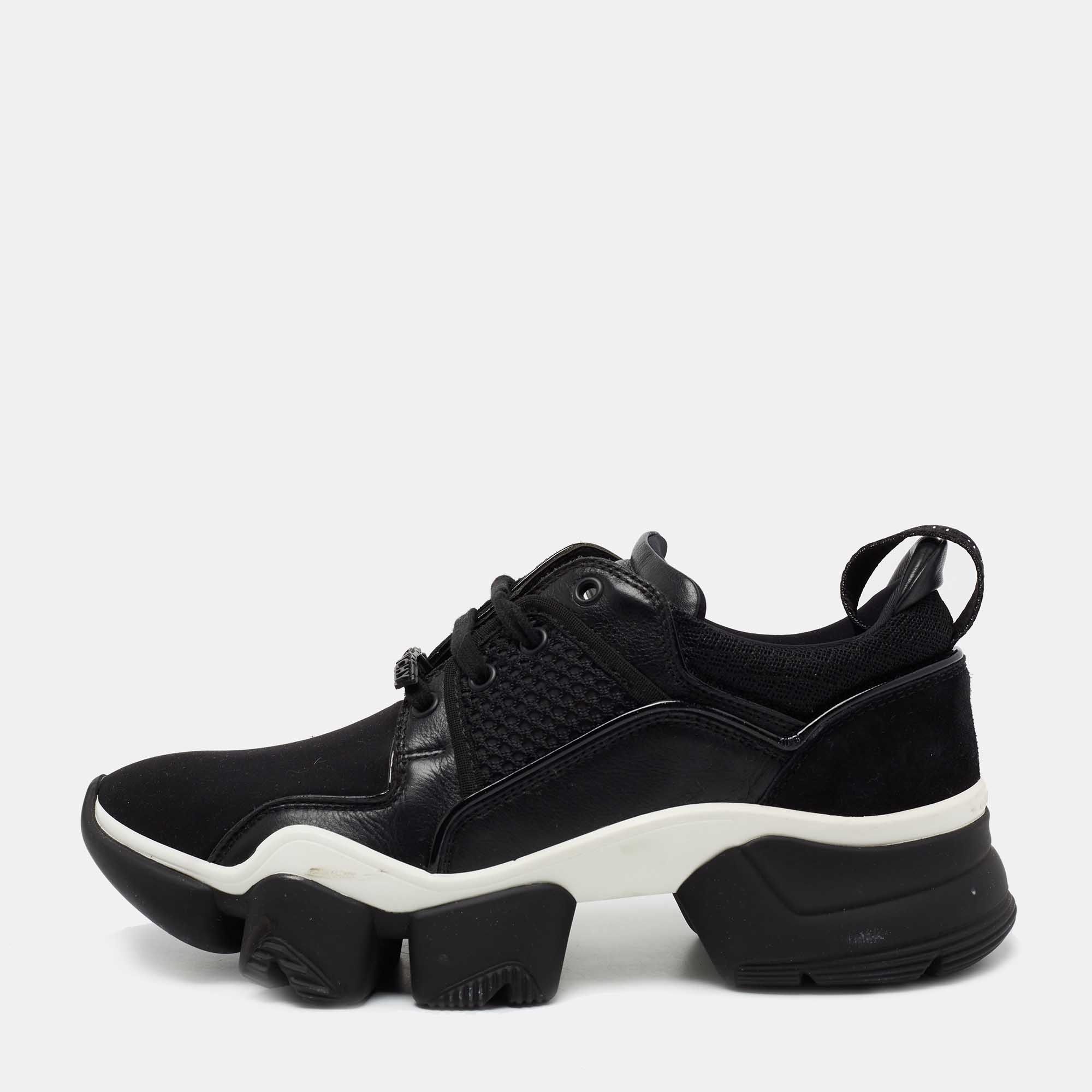 Givenchy Black Leather And Neoprene Fabric Jaw Low Sneakers Size 41