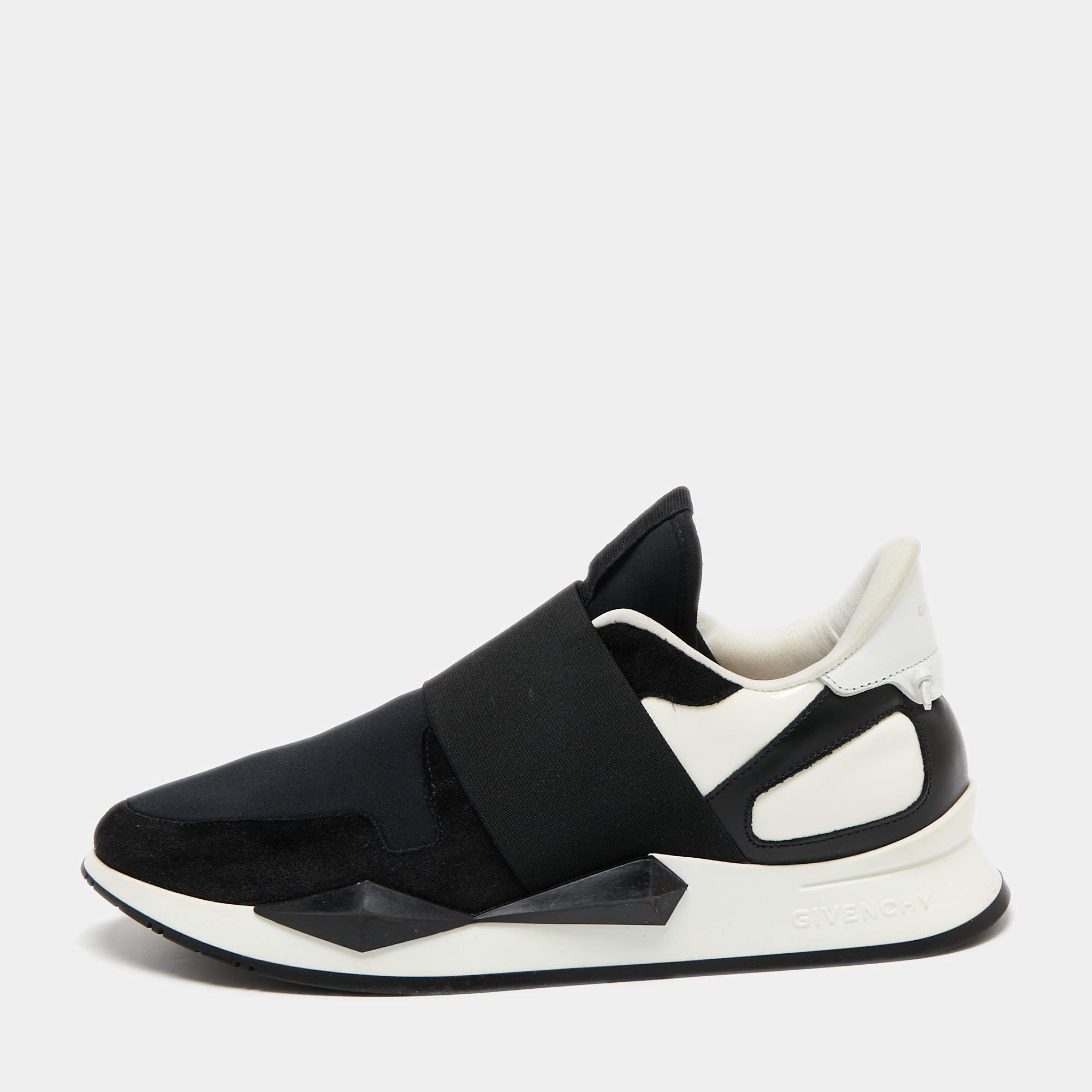 Givenchy Black/White Suede and Nylon Runner Elastic Slip On Sneakers  Size 40 