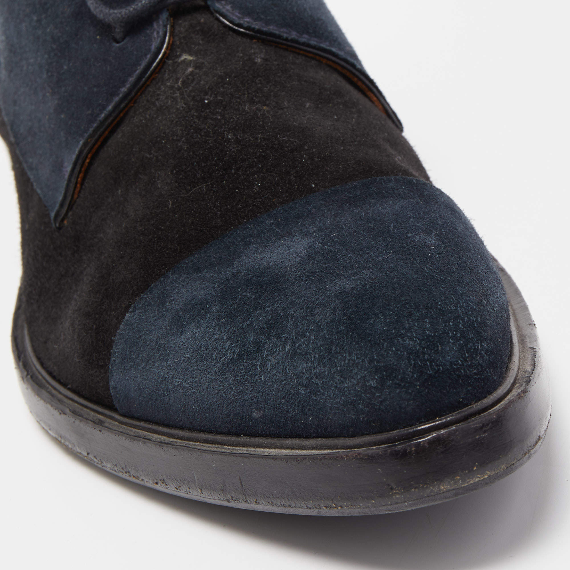 Pre Owned Givenchy Black/Navy Blue Suede Lace Up Derby Size 43