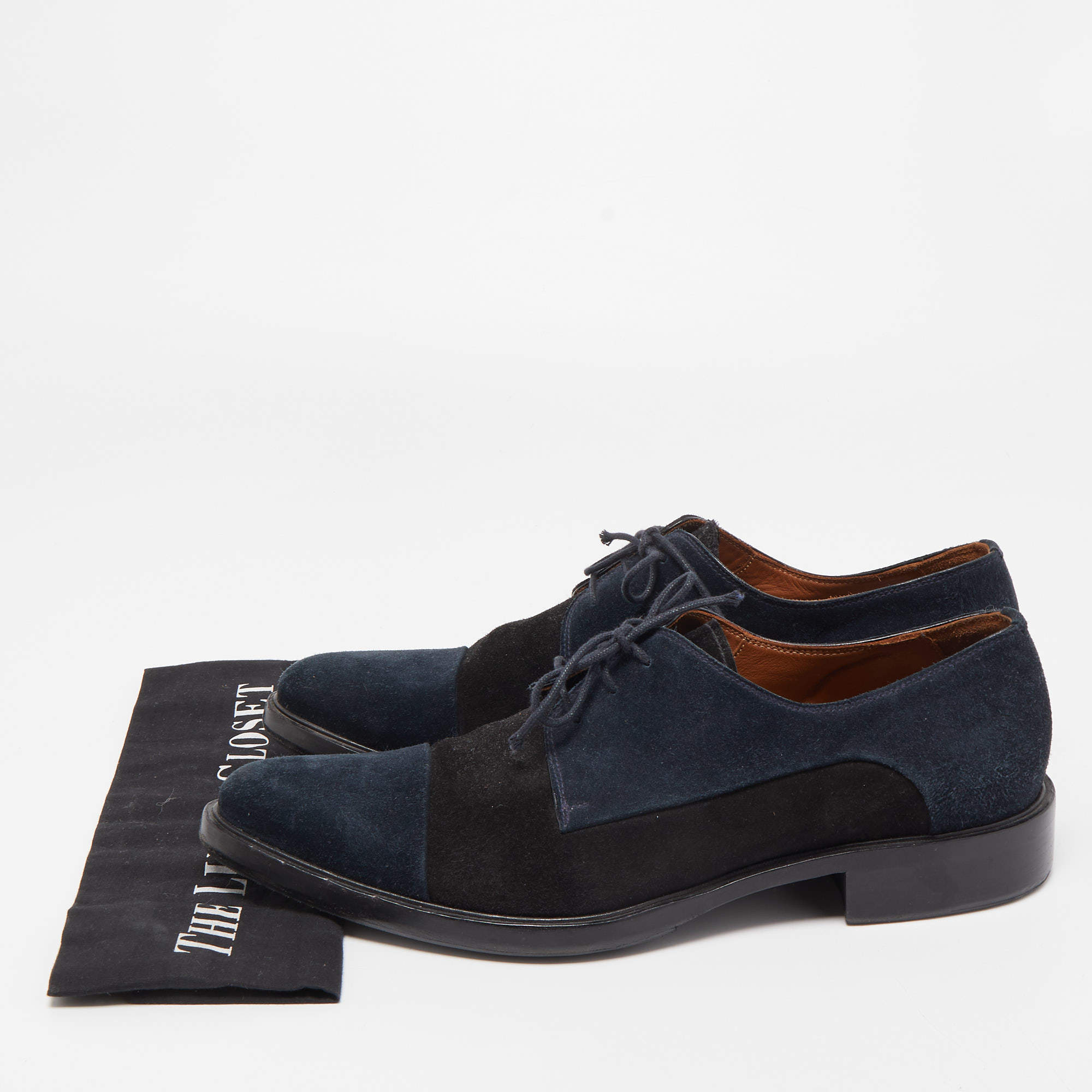 Pre Owned Givenchy Black/Navy Blue Suede Lace Up Derby Size 43
