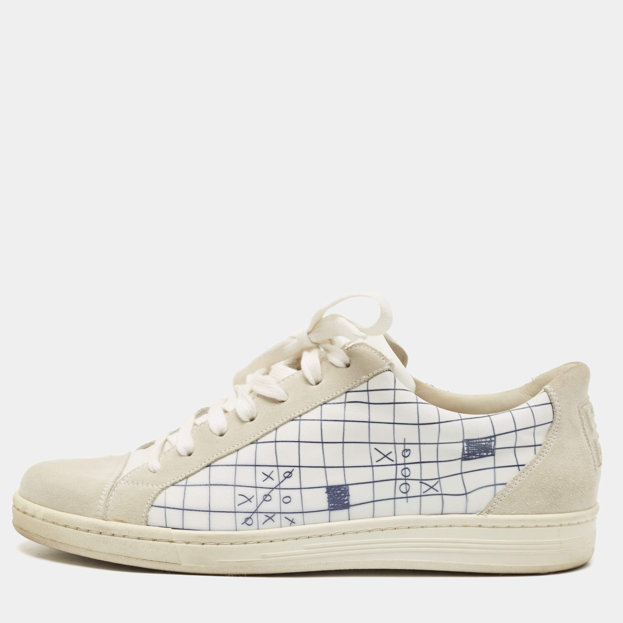 Givenchy Tricolor Printed Leather and Suede Low Top Sneakers Size 43.5