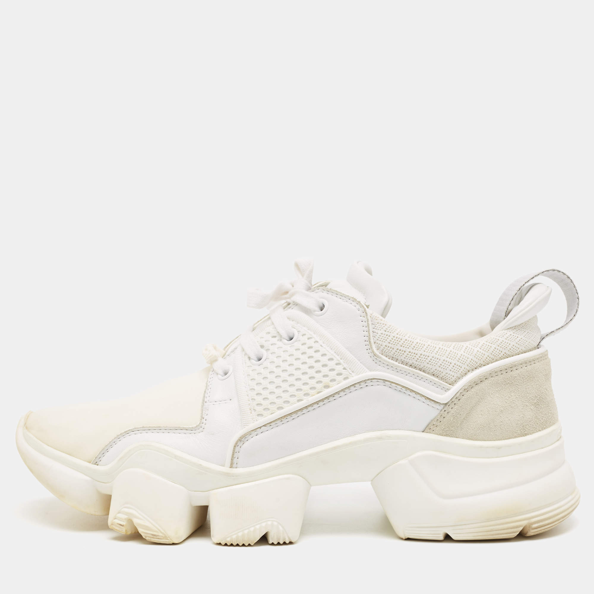 Givenchy White Neoprene and Leather Jaw Sneakers Size 43.5
