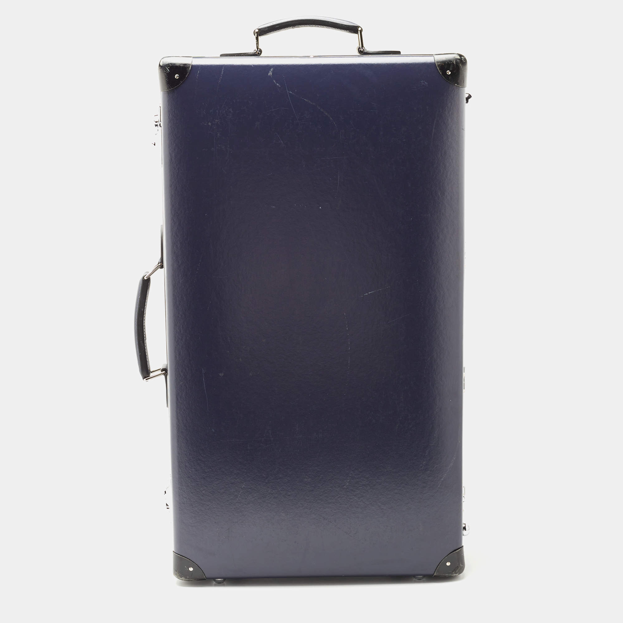Globe-Trotter Navy Blue Fibreboard Large 2 Wheels Check-In Suitcase 
