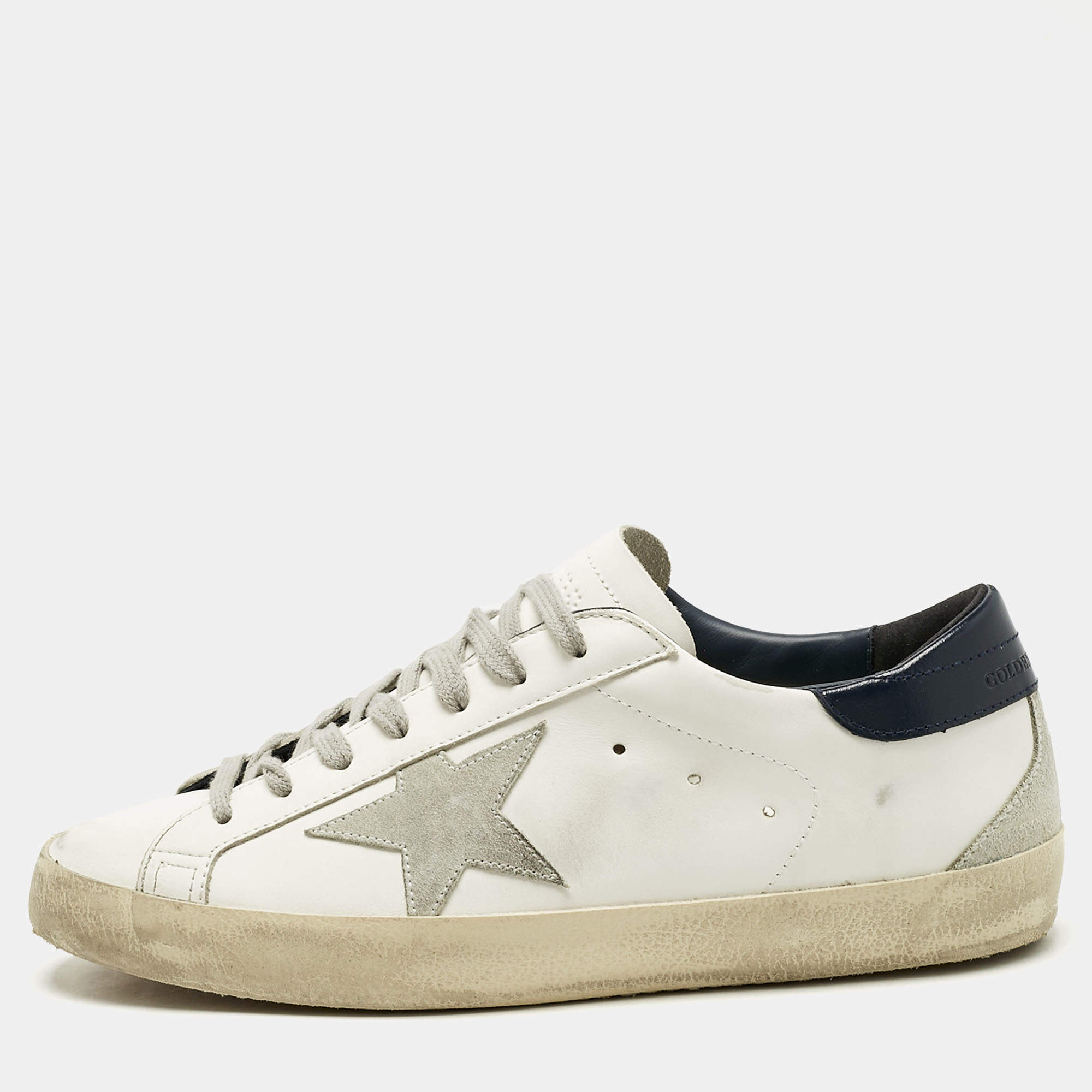 Pre Owned Golden Goose White Leather Super Star Sneakers Size 41