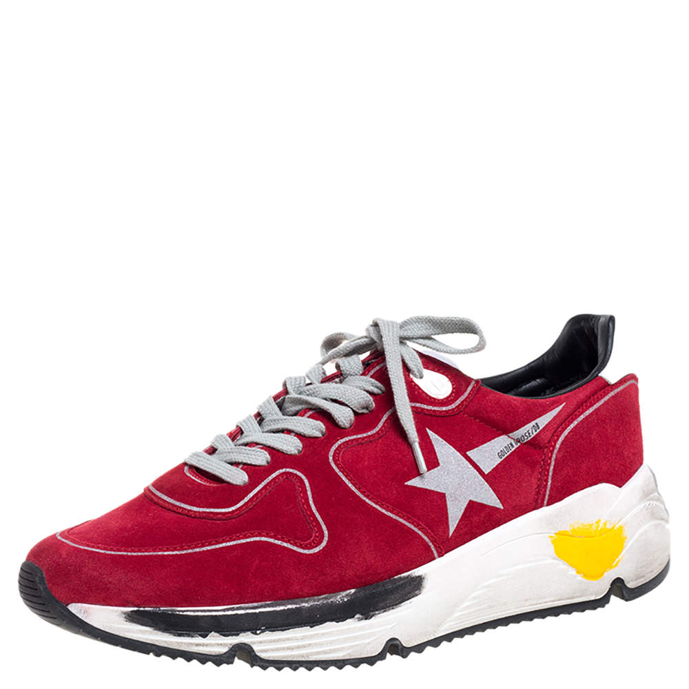 Pre Owned Golden Goose Red Suede Chunky Low Top Sneakers Size 41