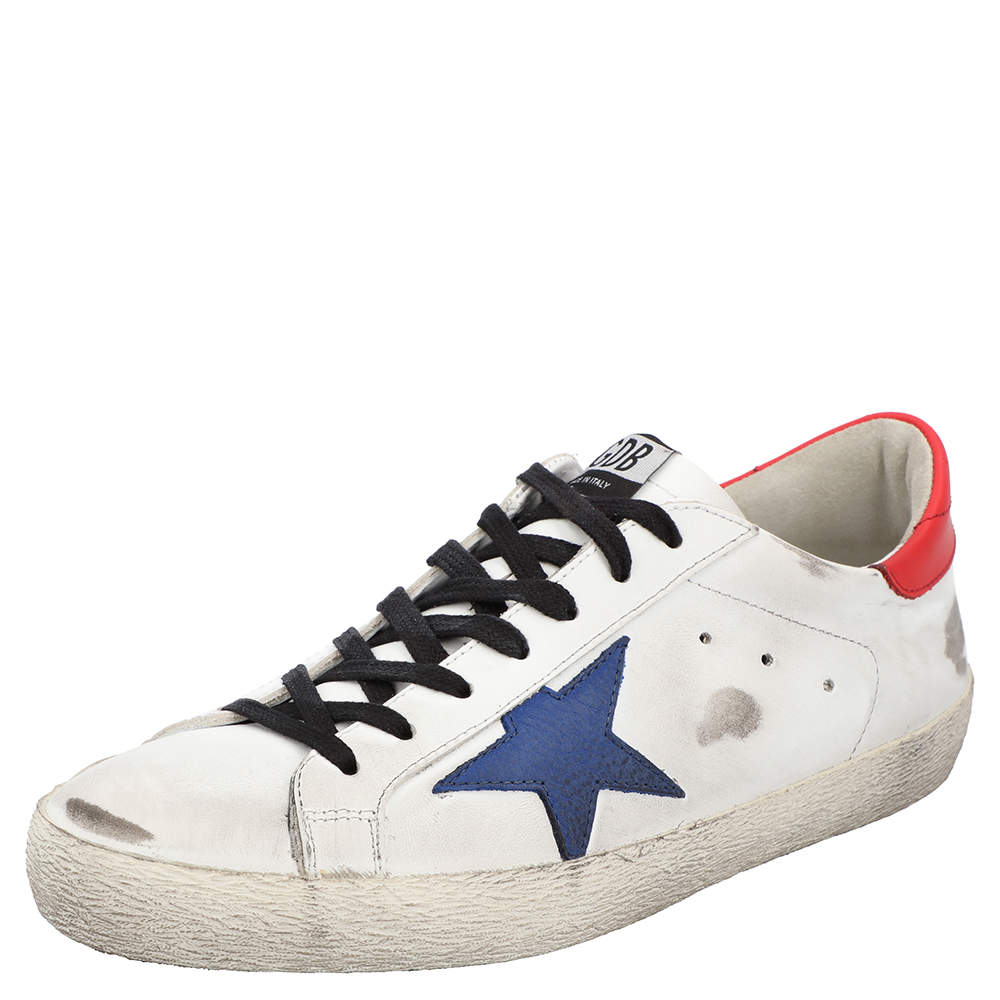 Golden Goose White/Red/Blue Superstar low-top sneakers Size EU 43